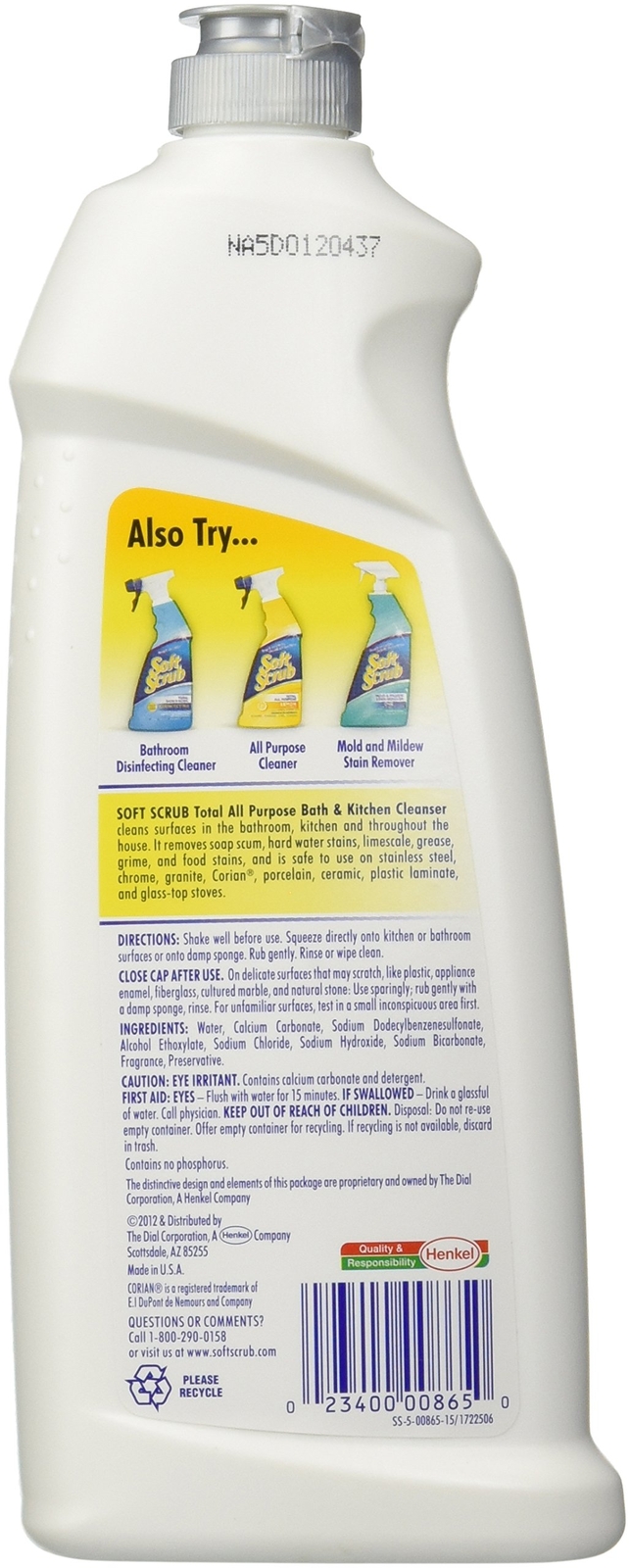 Soft Scrub Lemon Cleaner 24 Oz Pack of 2 Multi Surface Cleanser Cleans Easily
