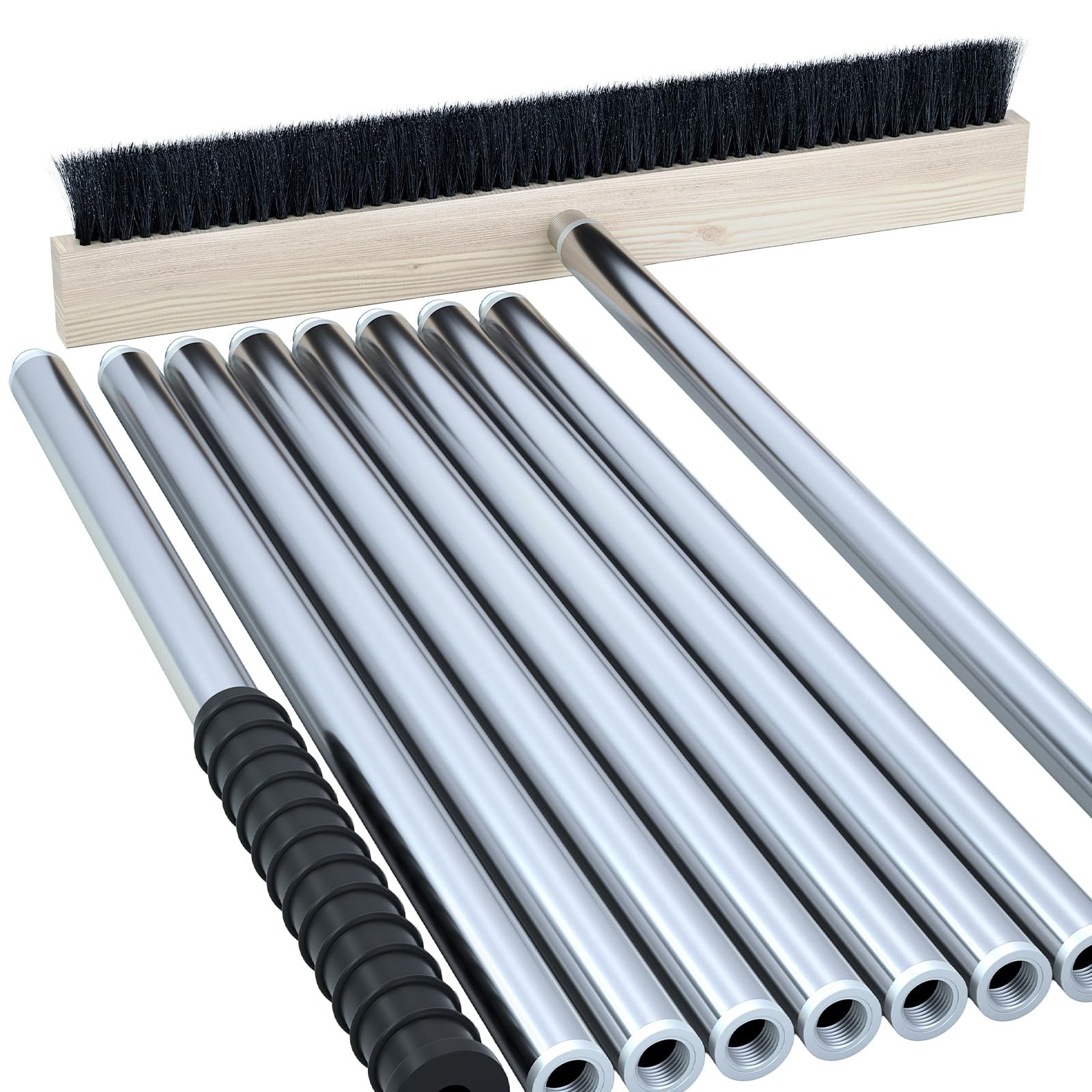 Leaf Roof Brush Cleaning Kit, Stainless Steel Pole (Extends 2ft to 16.5ft), I…