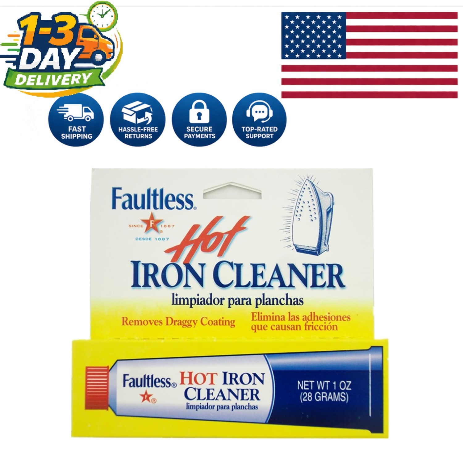 Effortless Hot Iron Cleaner 1oz – Effective Non-Toxic Solution & Fade Resistant