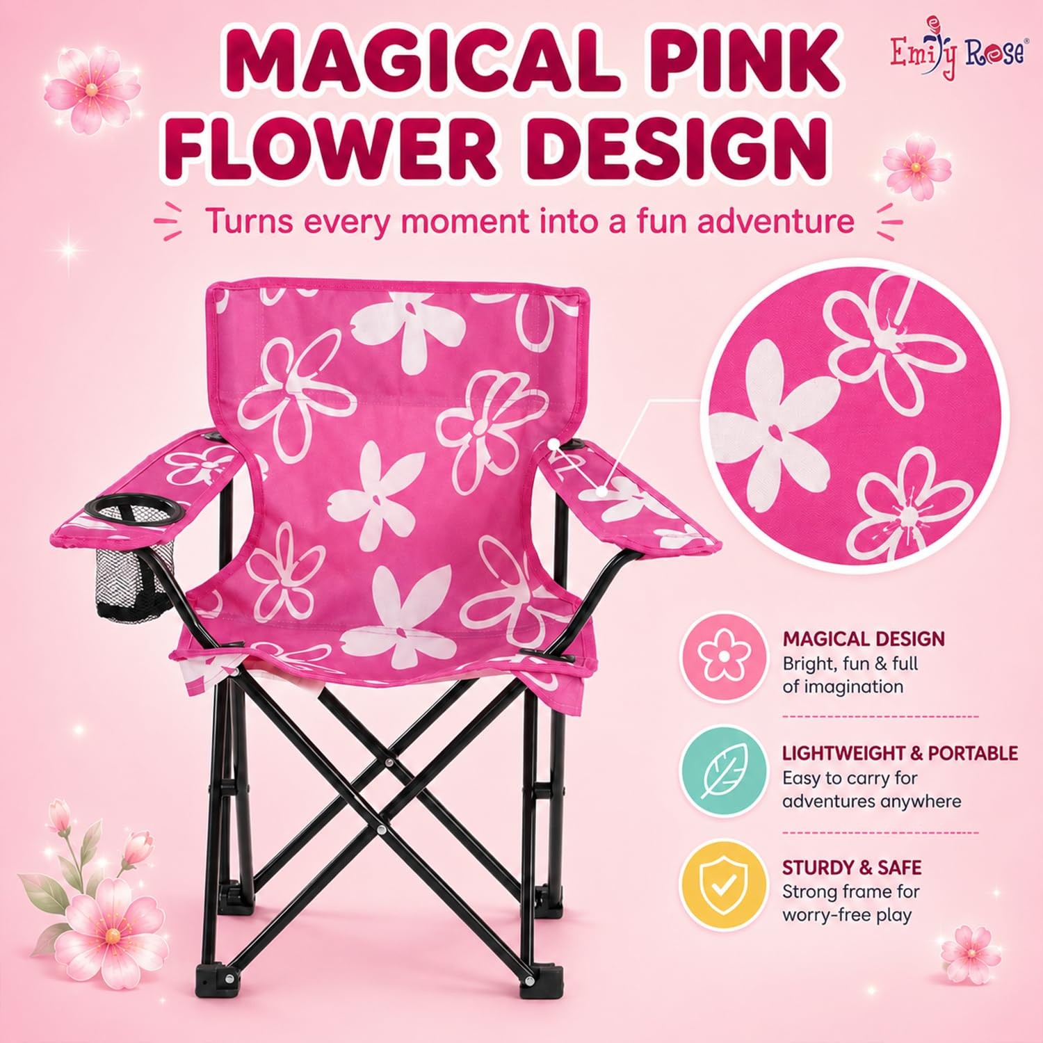 Kids Toddler Folding Outdoor Lawn Beach Camping Camp Chair with Child Safety Loc
