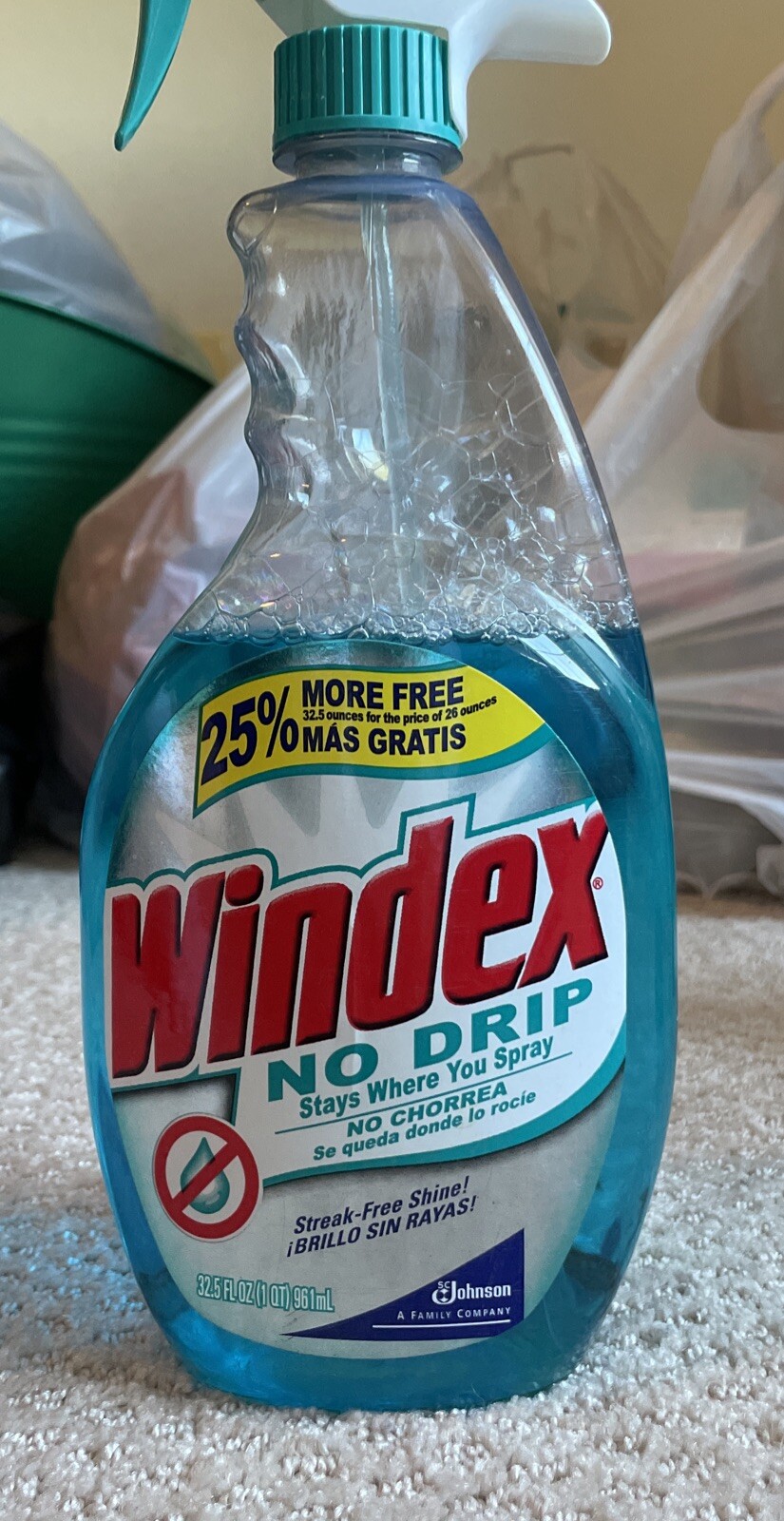 Windex No Drip 32.5 Fl Oz Bottle 70% Full Discontinued