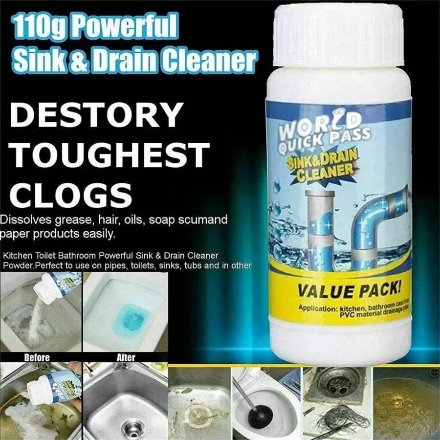 3x Fast Drain RemoverHot Sink Pipe Dredge Bomb Toilet- Quick Foaming Cleaner