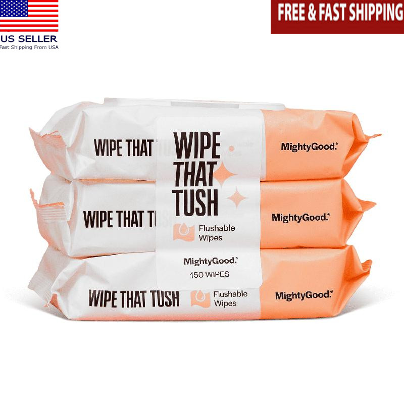 Flushable Wipes Hypoallergenic Aloe Infused Septic Safe 150 Count 3 Pack New