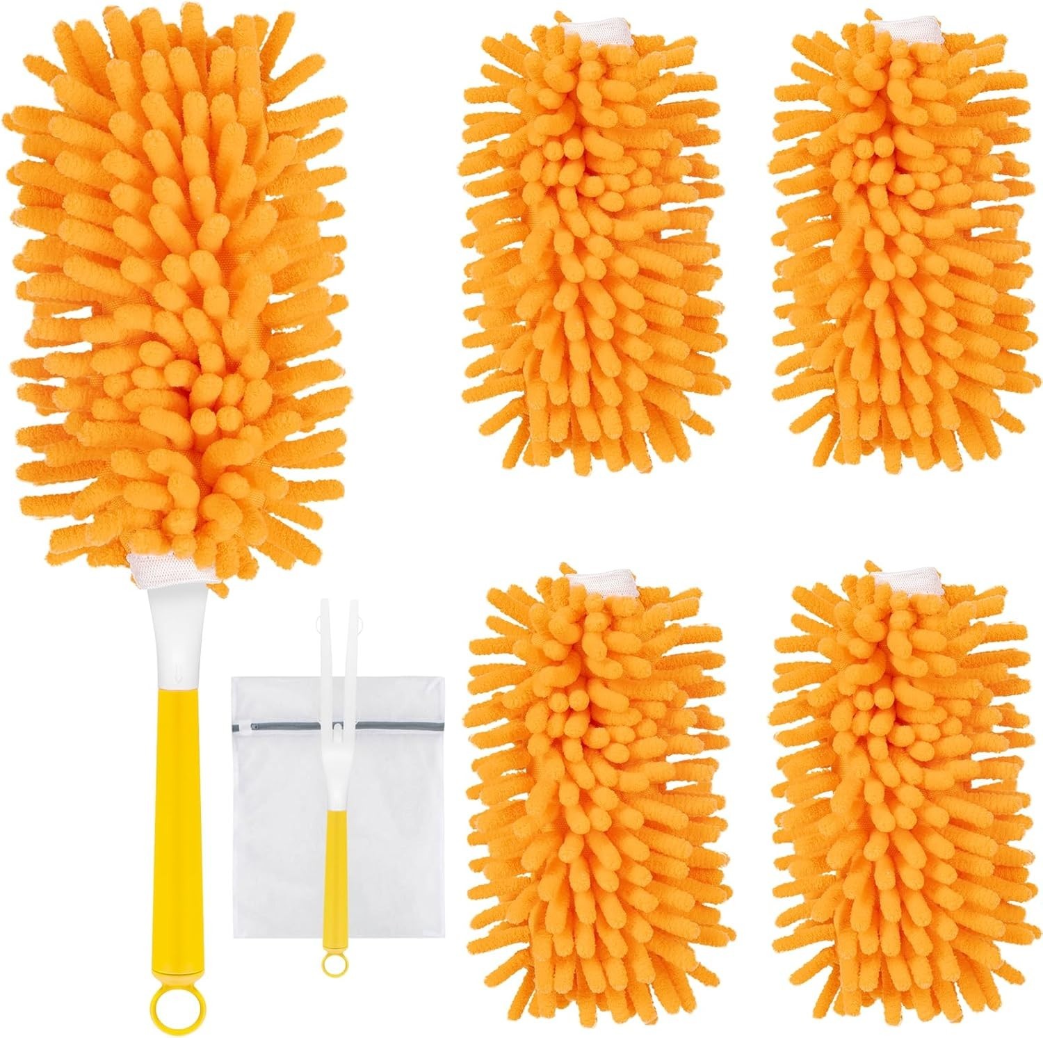 4 Pack Reusable Duster Refills with Handle Washable Microfiber Dust Cleaner