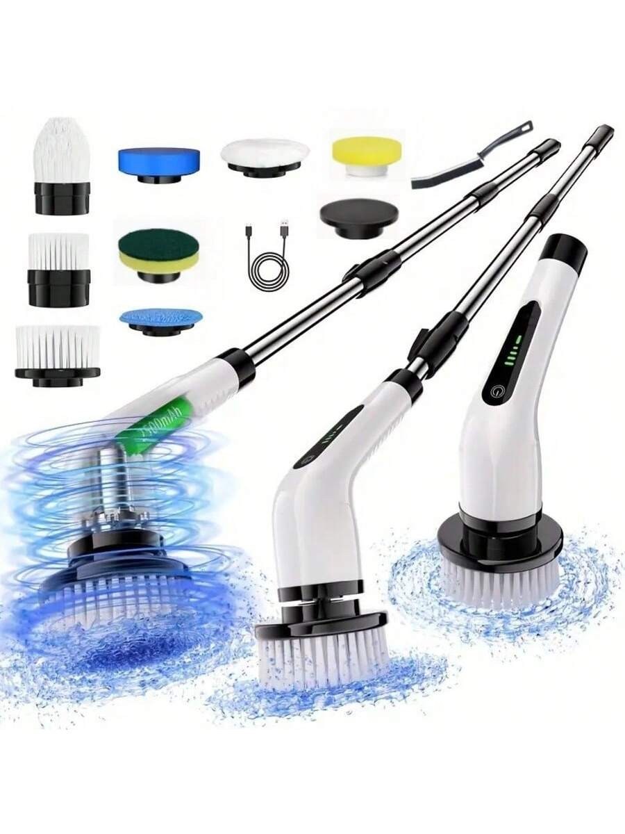 8 IN 1 Electric Spin Scrubber Cordless Power Cleaning Brush Rechargeable Cleane
