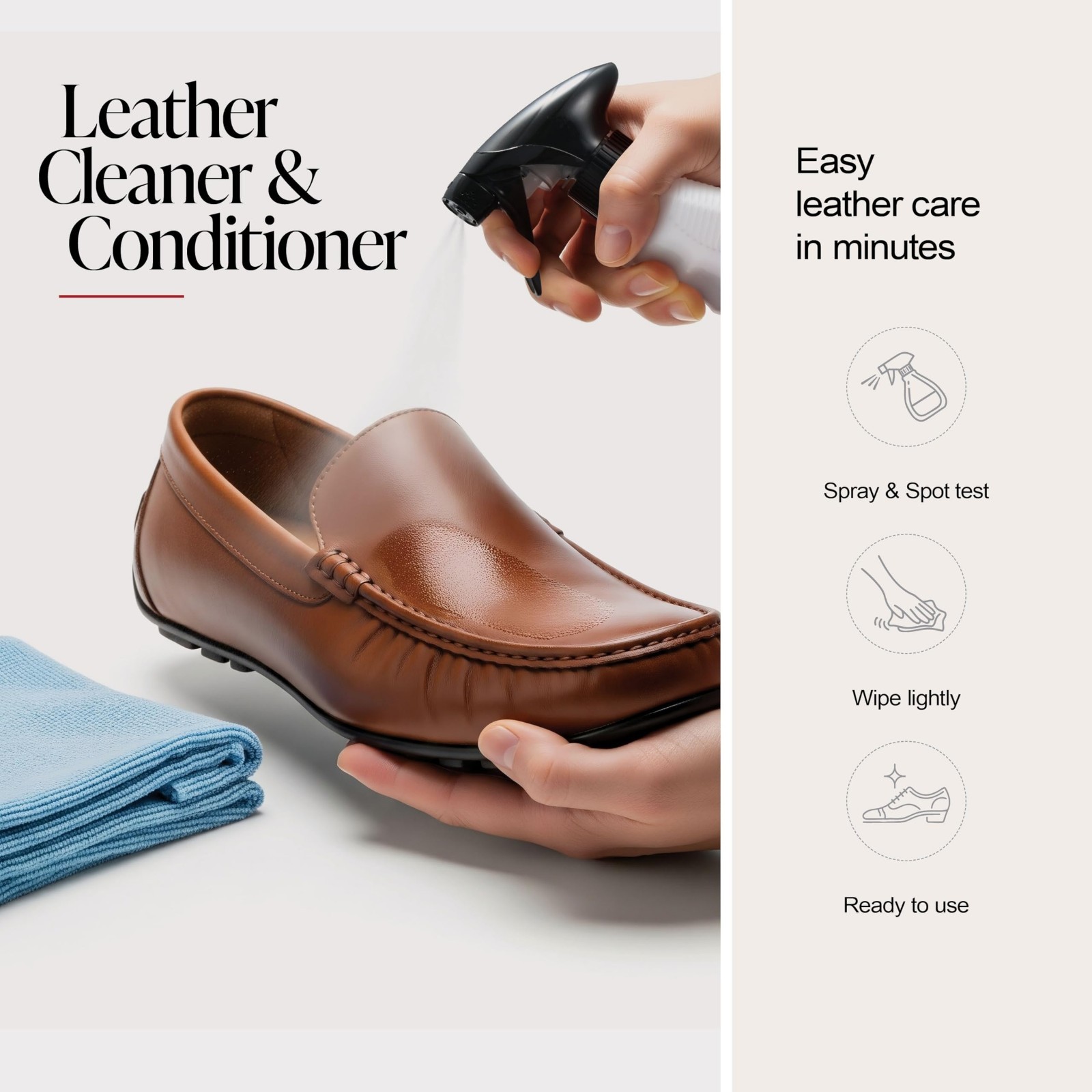 2-in-1 Leather Cleaner & Conditioner 22oz – Restores Oils, Removes Stains, Safe