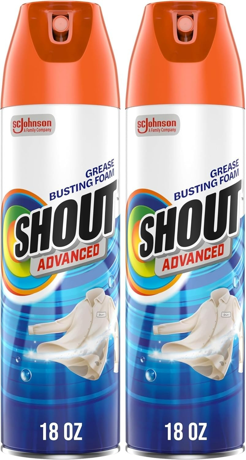 Powerful Shout Foaming Stain Remover | 36 oz Pack of 2 for Stubborn Stains
