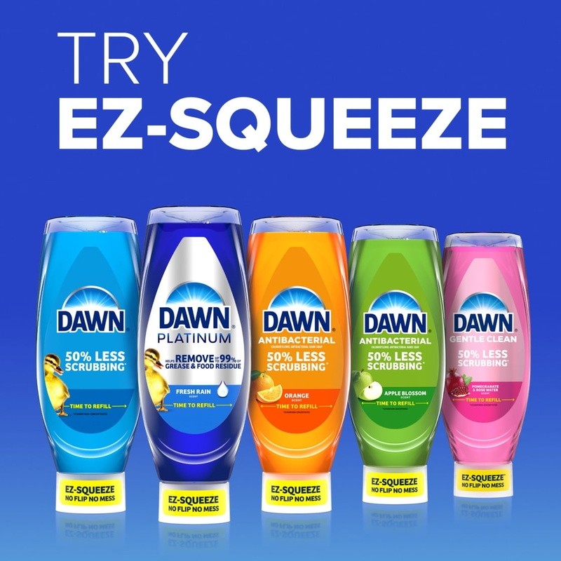 4 Pack EZ-Squeeze Dish Soap Pomegranate Rose Water Effortless Cleaning No Mess