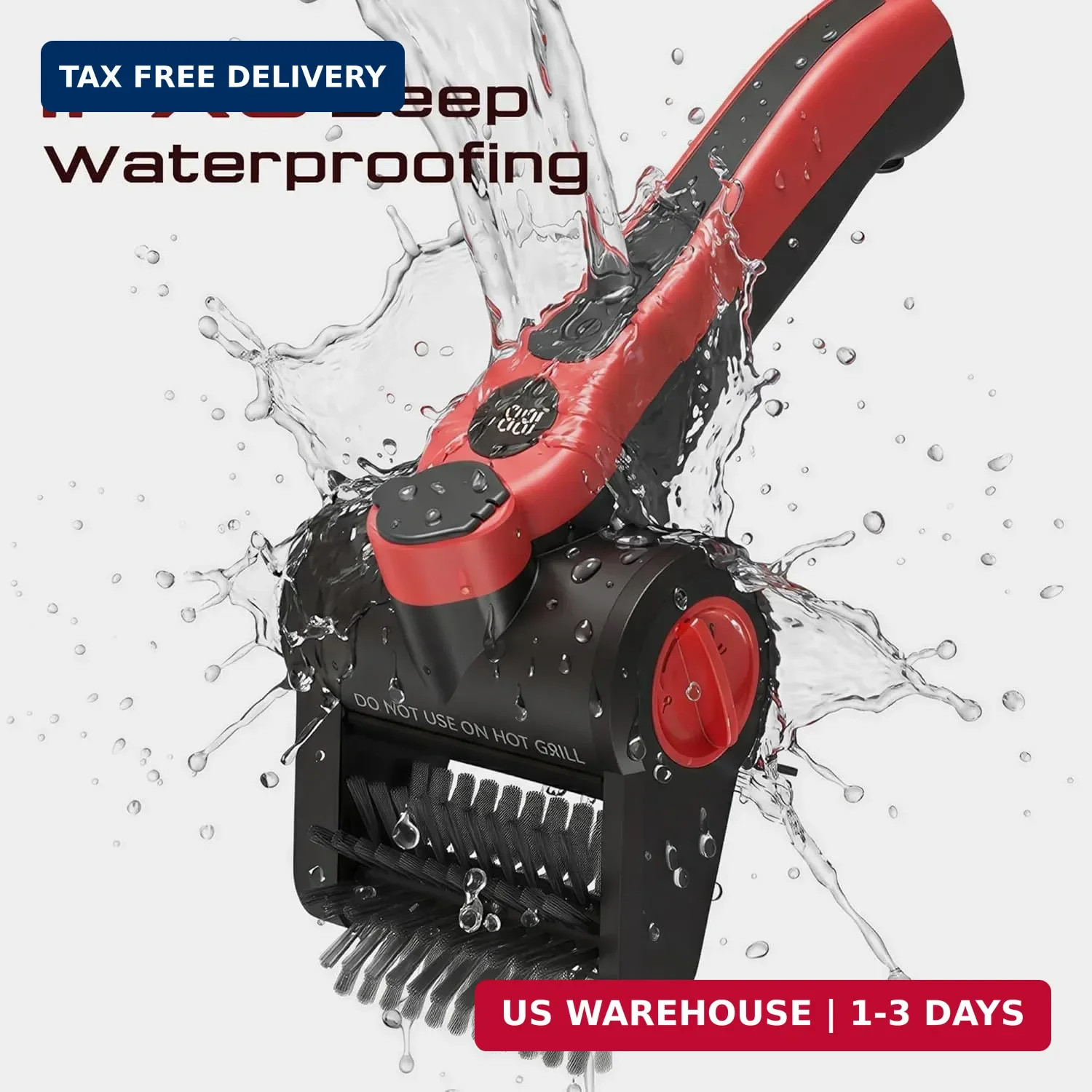Electric Grill Brush, 100W High Power Cordless BBQ Cleaner with 300ml Water Spra