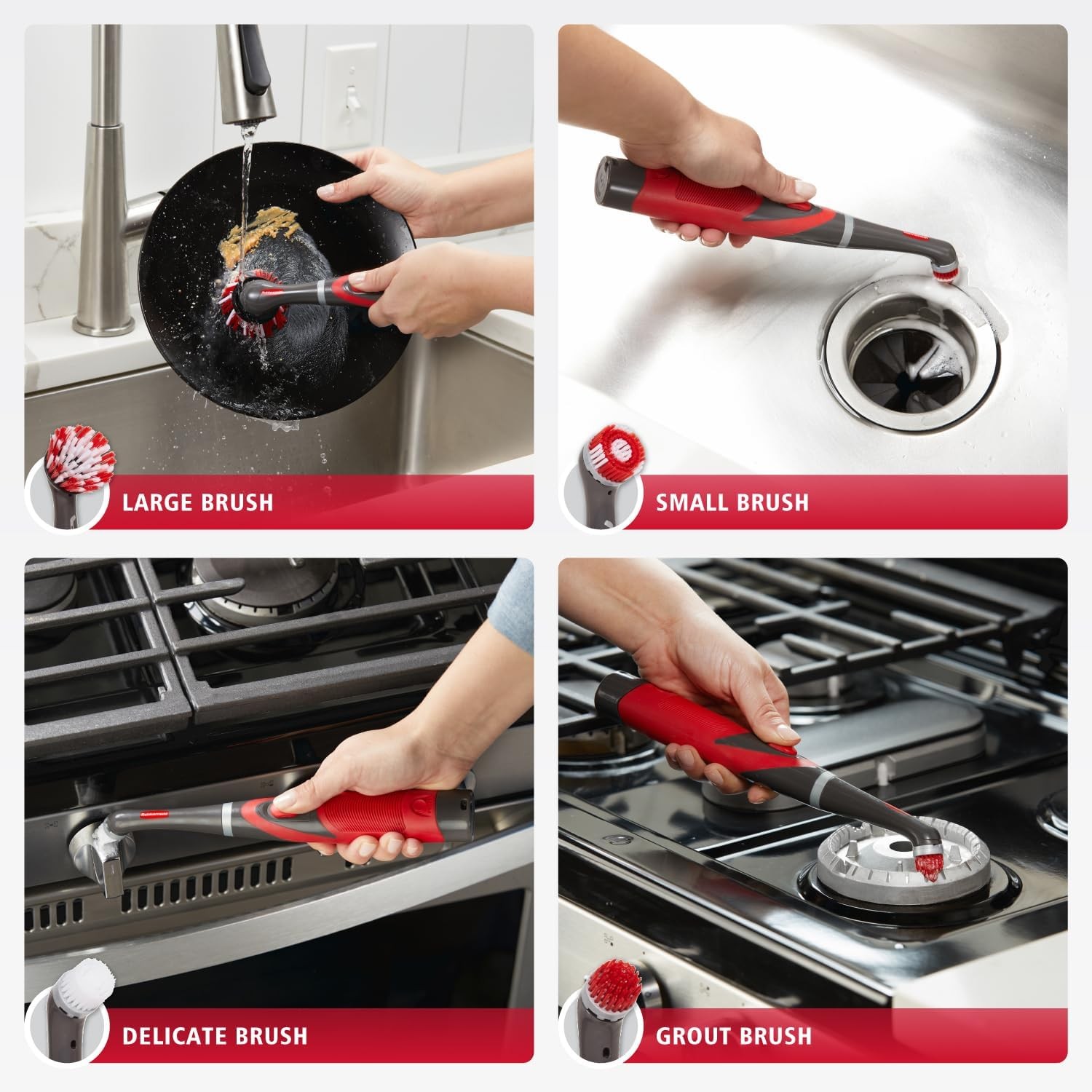 Rubbermaid Reveal Cordless Power Scrubber 18-Piece Kit Electric Cleaning Brush