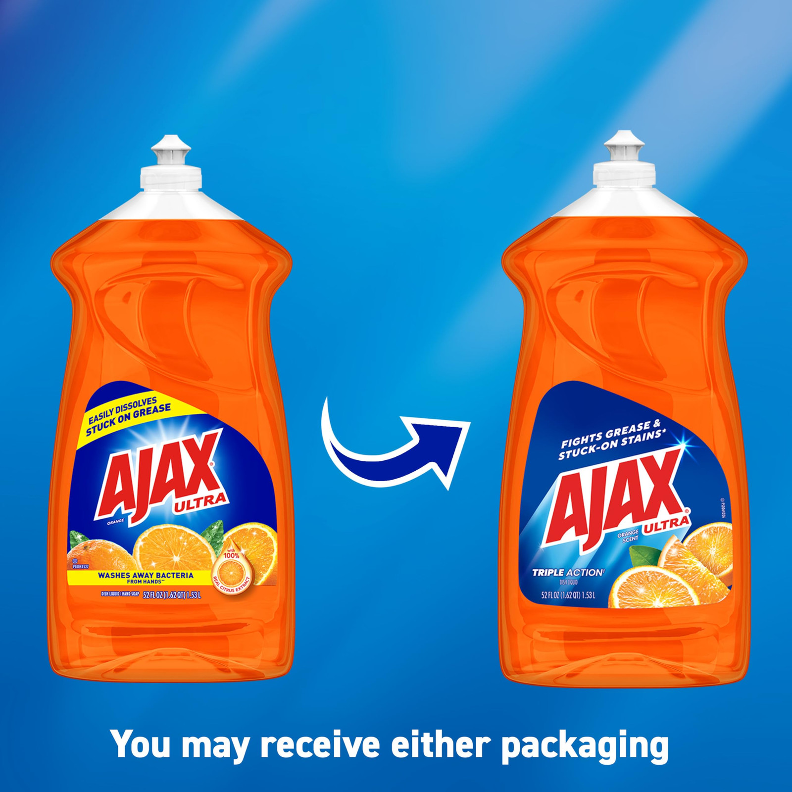 Ajax Ultra Dish Soap 52 Fl Oz Orange Scent Triple Action Grease Fighter