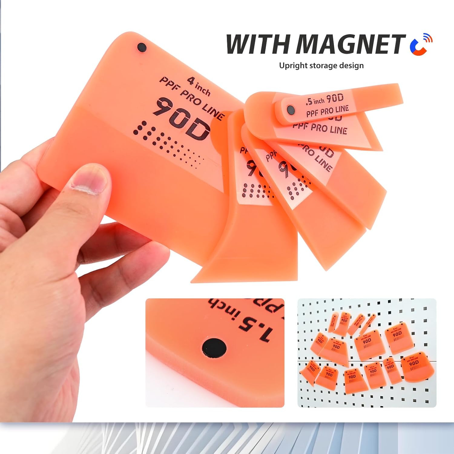 14PCS PPF Squeegee in Various Shapes, Magnetic PPF Tools for the Front Bumper, D