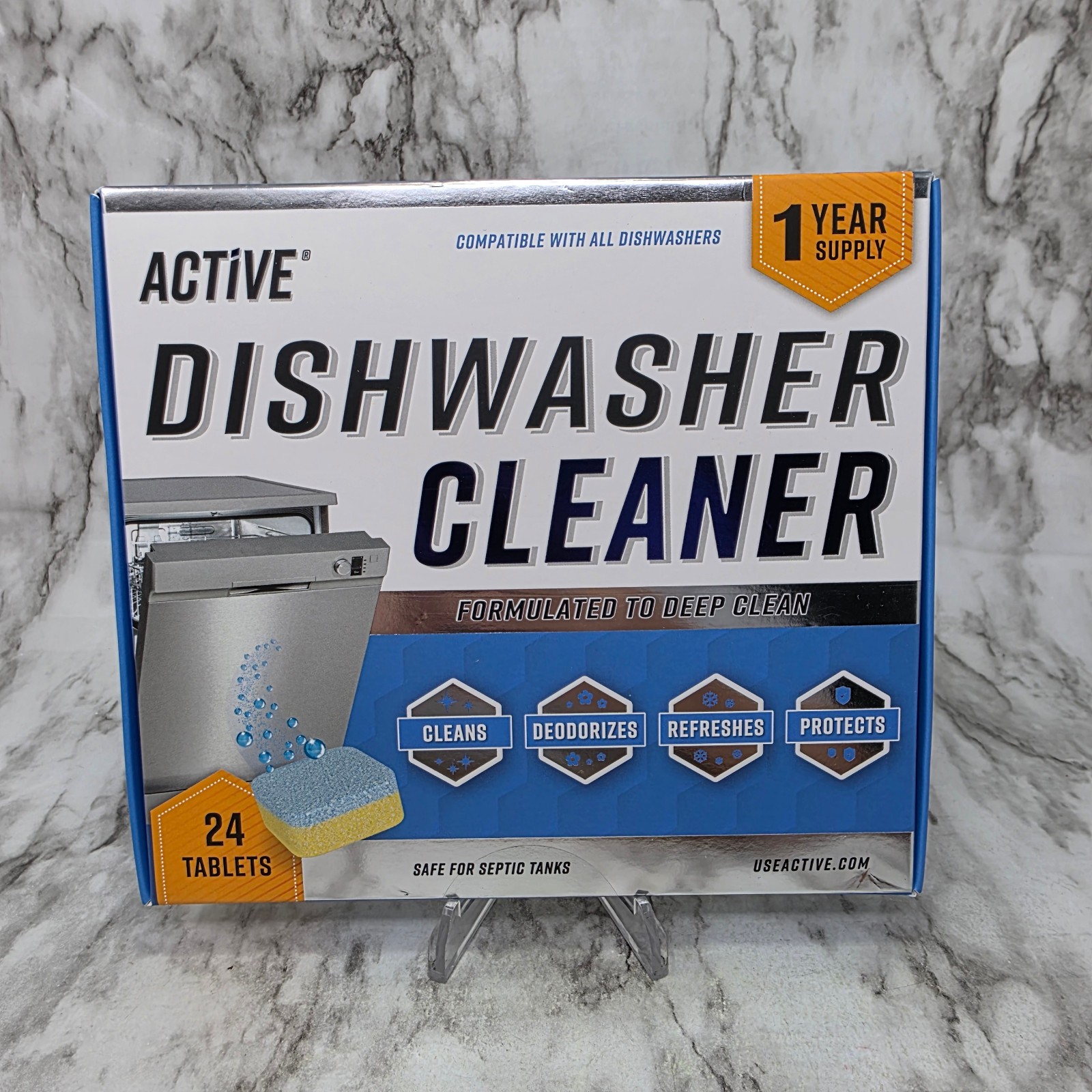 Active Dishwasher Cleaner and Deodorizer Tablets 24 Pack