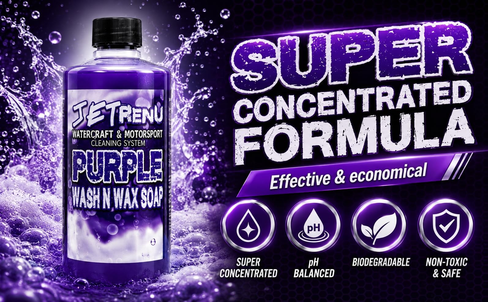 Jet Renu Purple Wash and Wax – 1 Gallon – High Foaming Car Wash Soap with Bra…