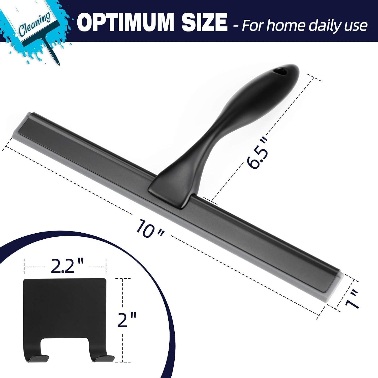 10-Inch Matte Black Squeegee, All-Purpose Stainless Steel Squeegee for Bathroom
