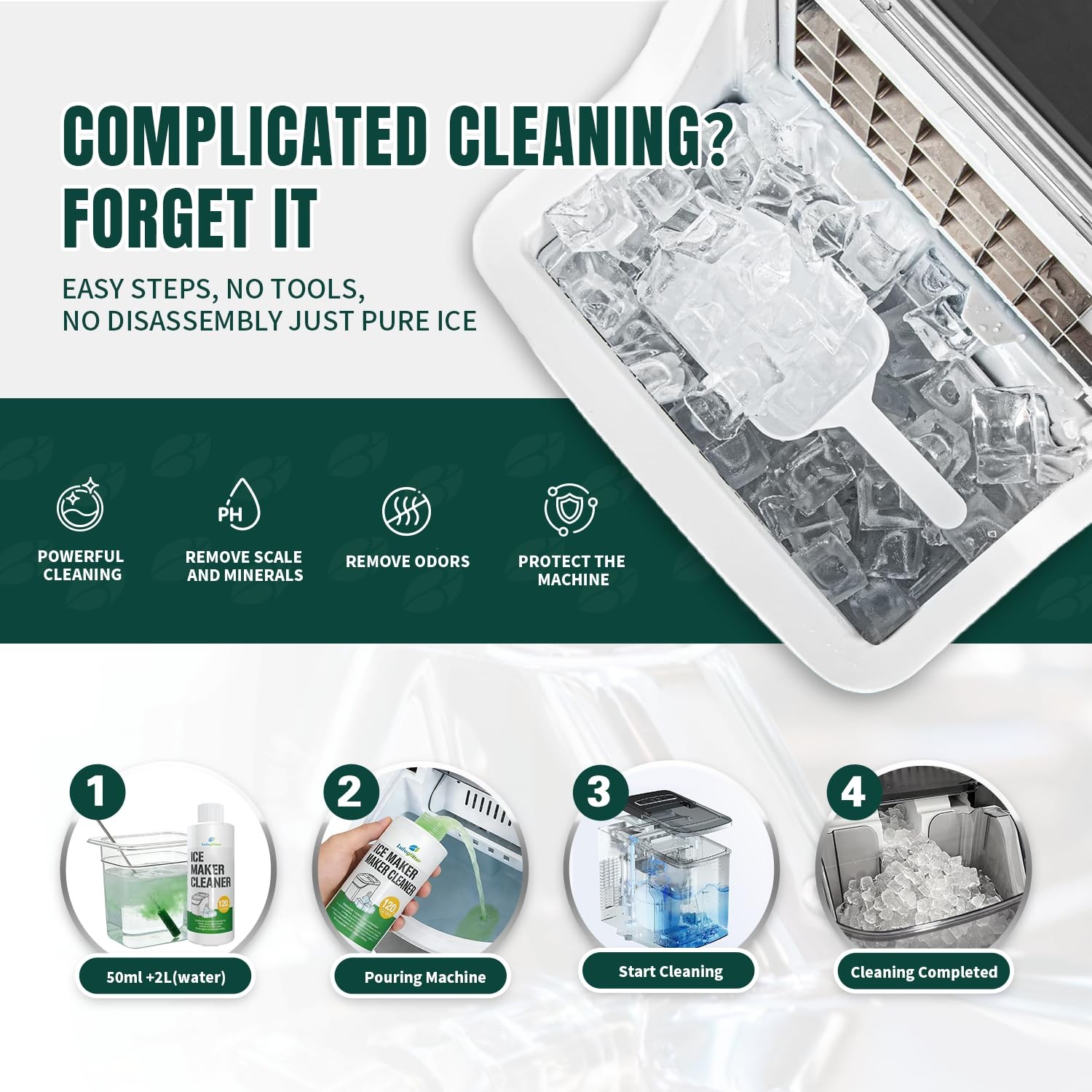 Ice Maker Countertop Cleaner 240ml 4 Use For lce Machine Cleaner and Descaler…