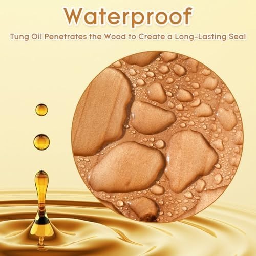 10 OZ Pure Tung Oil for Wood Outdoor/Indoor, Food Grade Sealer, Tung Oil Fini…