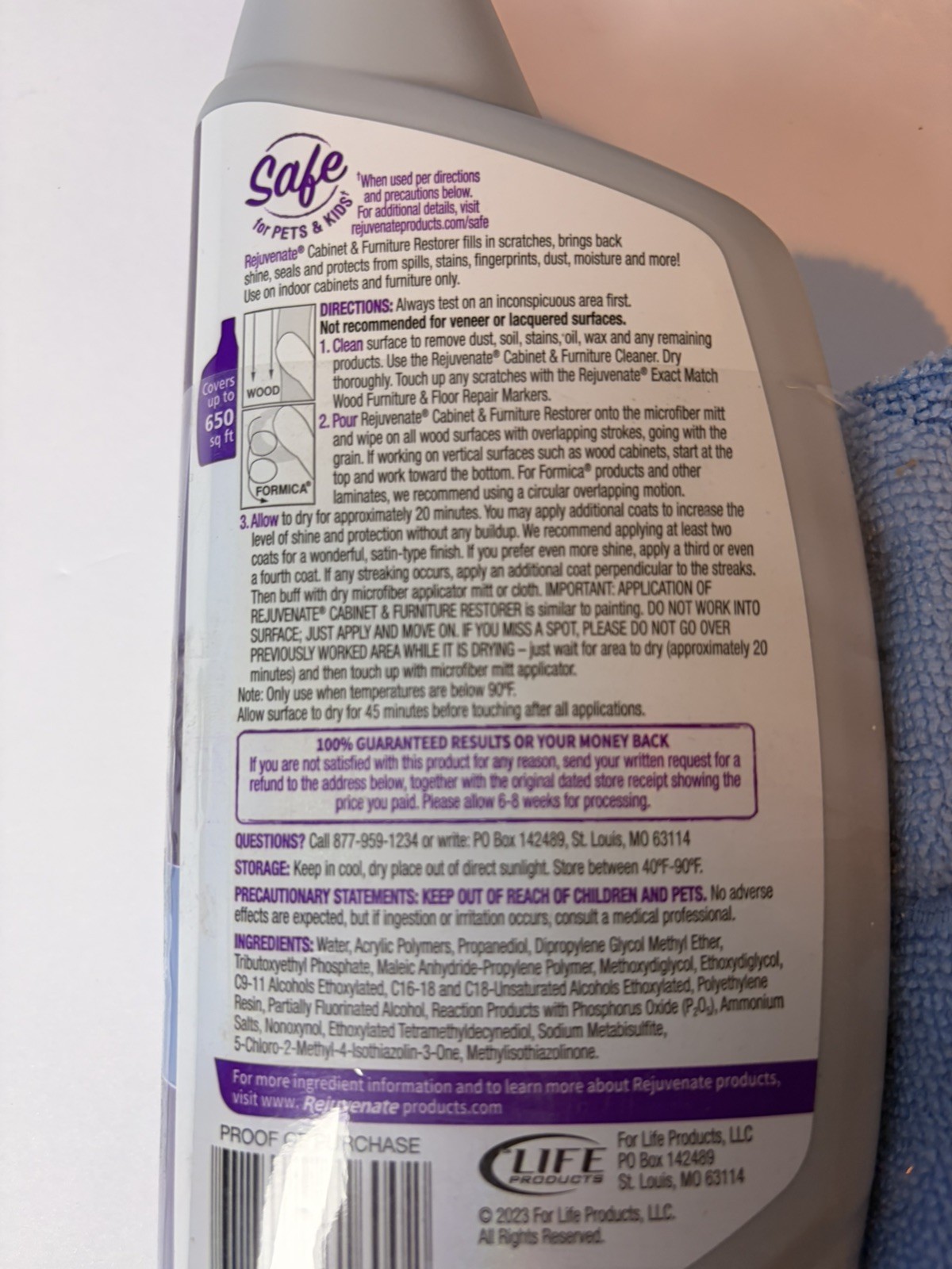Rejuvenate Cabinet Furniture Restorer 16oz Revitalize Shine Protect-2 pack