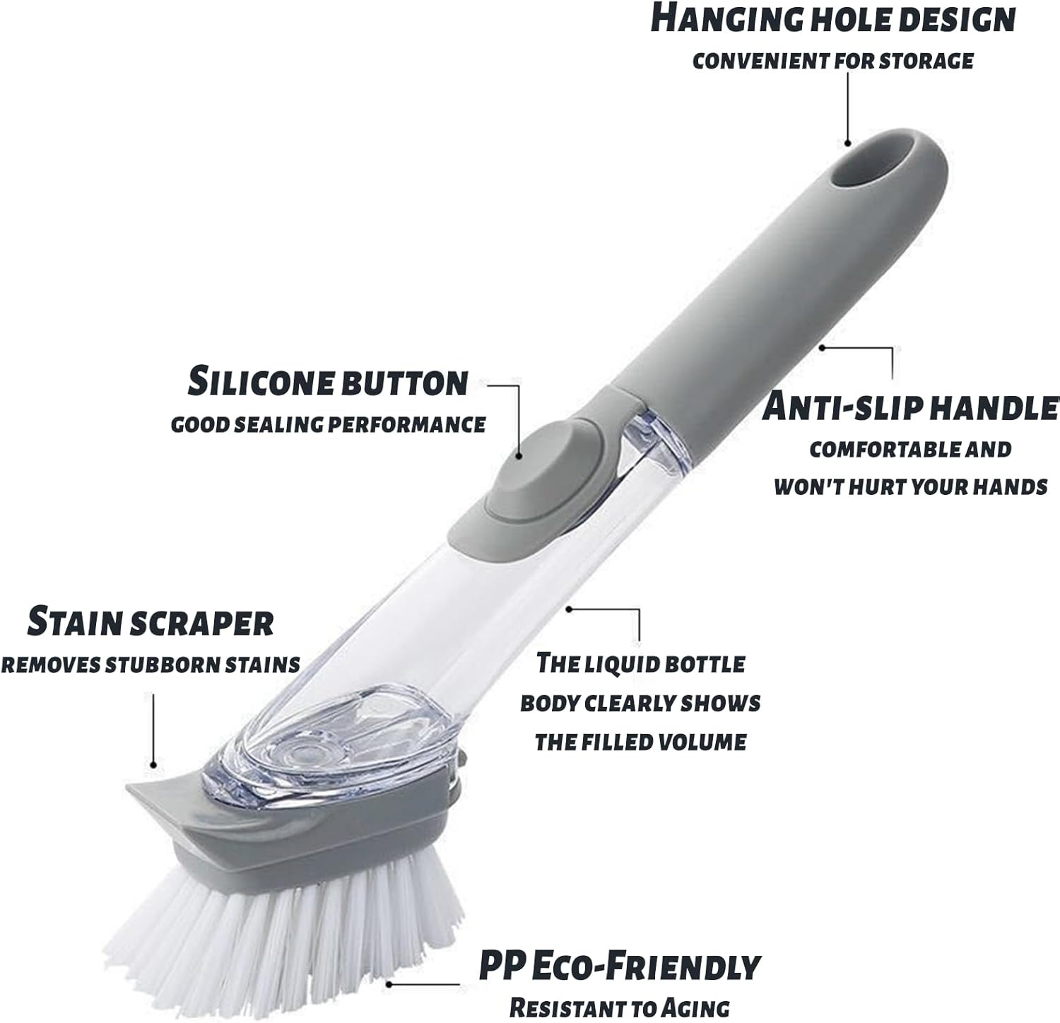 Dish Brush,Dish Scrubber with Soap Dispenser Dish Wand Kitchen Brushes for Di…