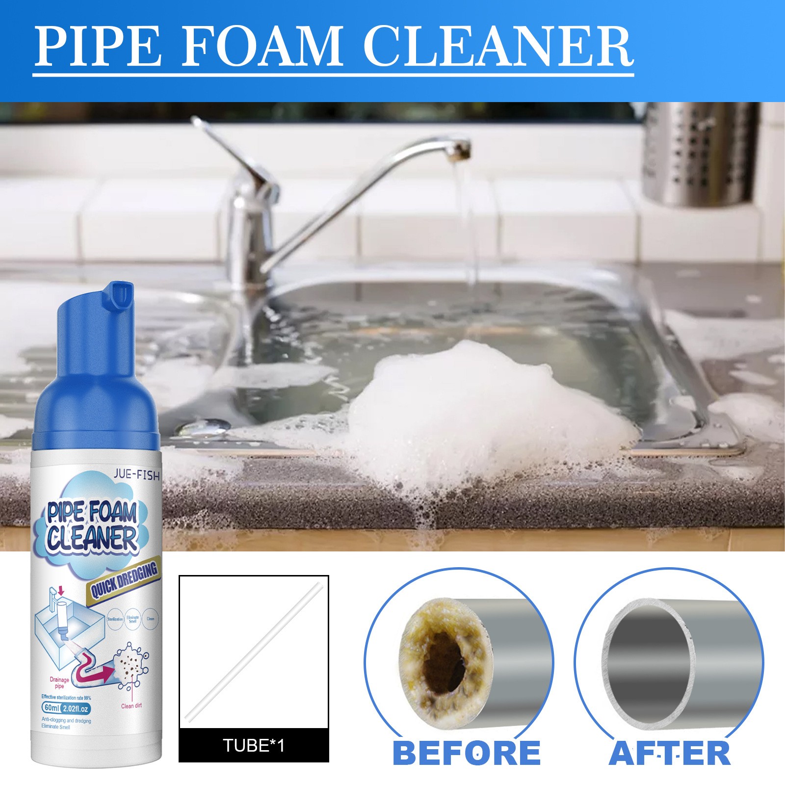 Foaming Drain Cleaner, 2026 New Foam For Bathroom Sink Overflow Fast Clog Remova