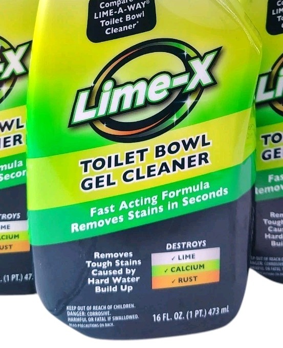 Lime x Liquid Toilet Bowl Gel Cleaner, Removes Lime Calcium Rust 4 Pack 16 oz Ea