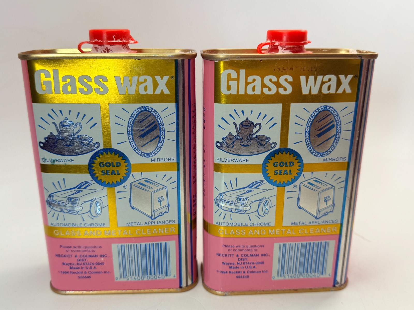 Glass Wax Glass & Metal Cleaner 16oz Discontinued Gold Seal Lightly Used x2 Lot