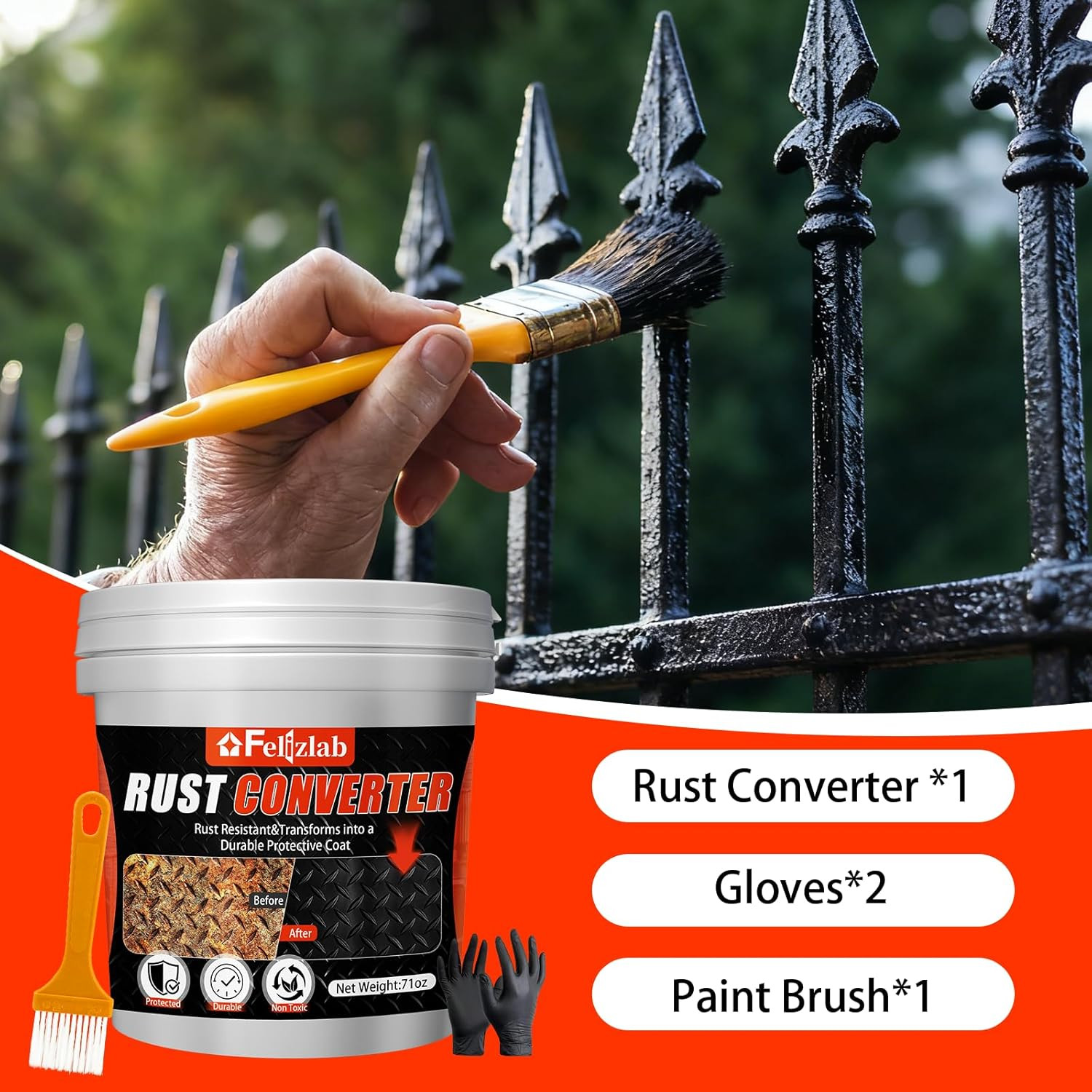 Black Rust Converter Metal Primer Chassis Paint Heat Resistant 71 Oz