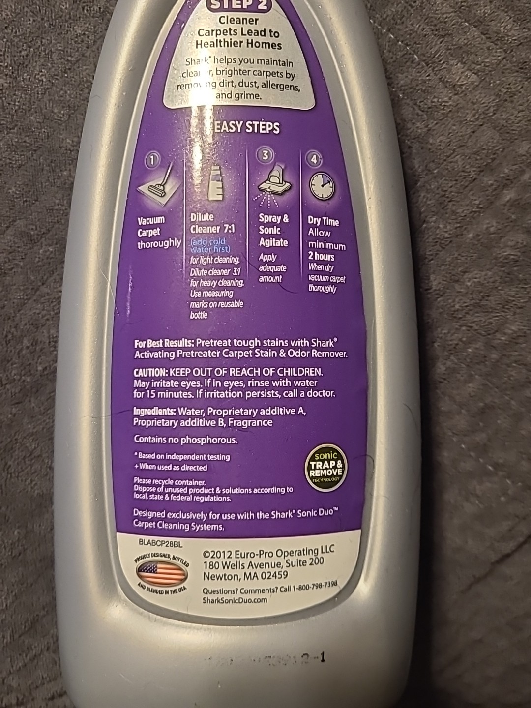 Shark Carpet Shampoo Low Moisture No Rinse English Lavender 28 FL oz Sealed New