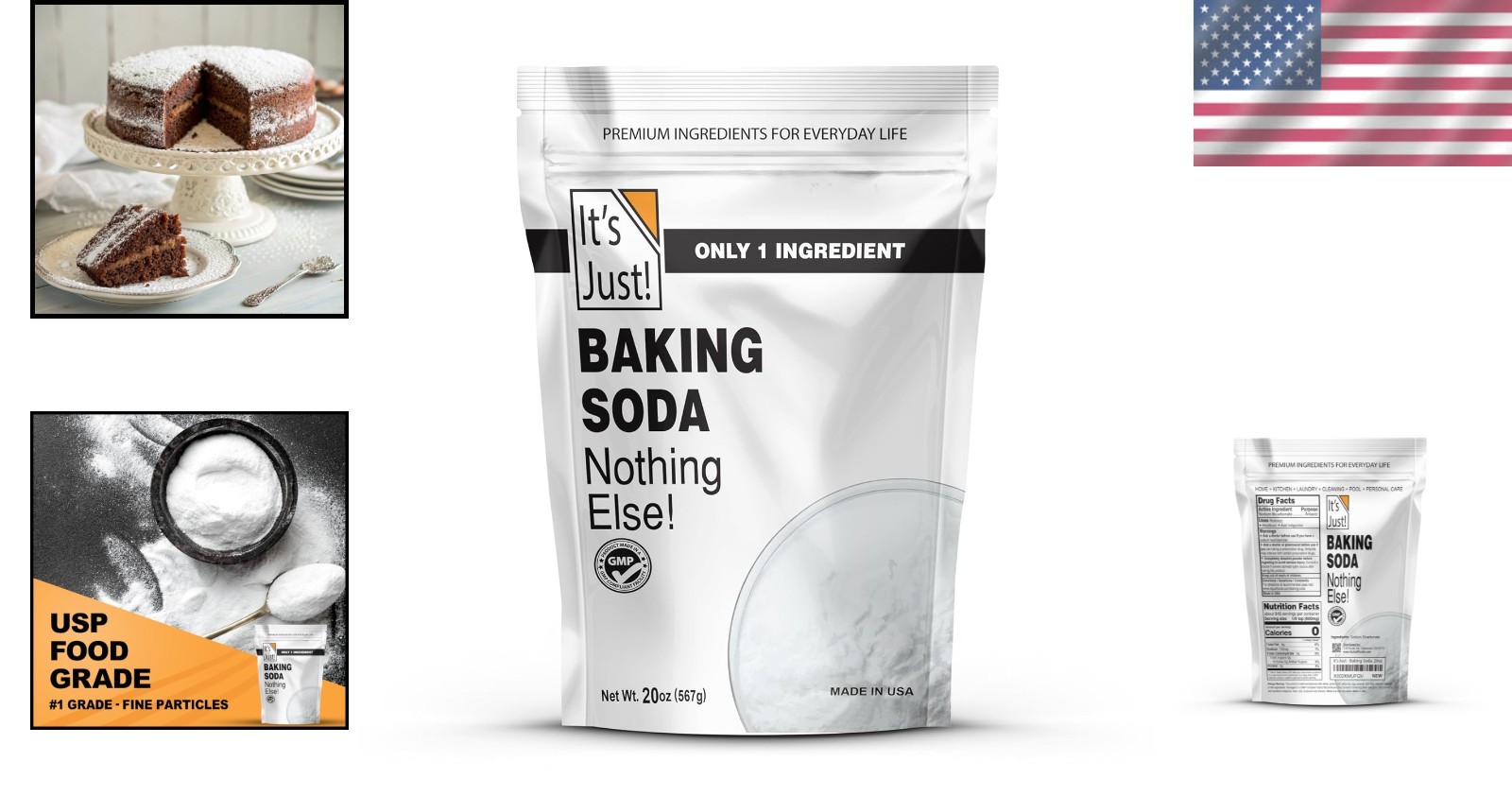 Versatile 100% Pure Sodium Bicarbonate, Gluten-Free 20 Ounce for Home & Kitchen