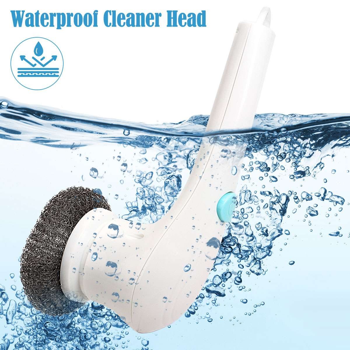 5 in 1 Electric Spin Scrubber Cordless Cleaning Brush Rotating Bathroom Clean US