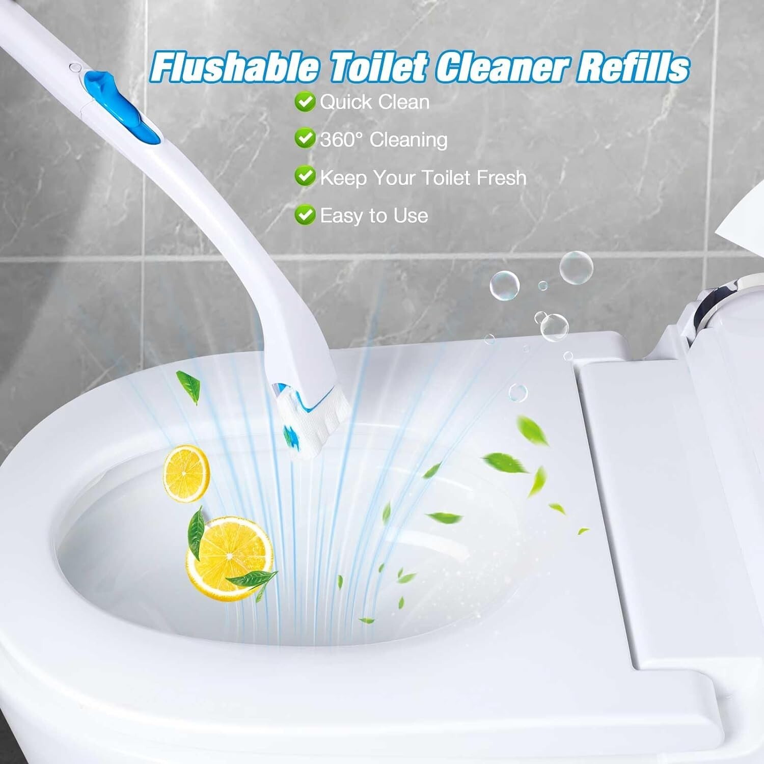 Flushable Toilet Refills with 48ct, Fresh Flushable Toilet Brush Refills for Toi