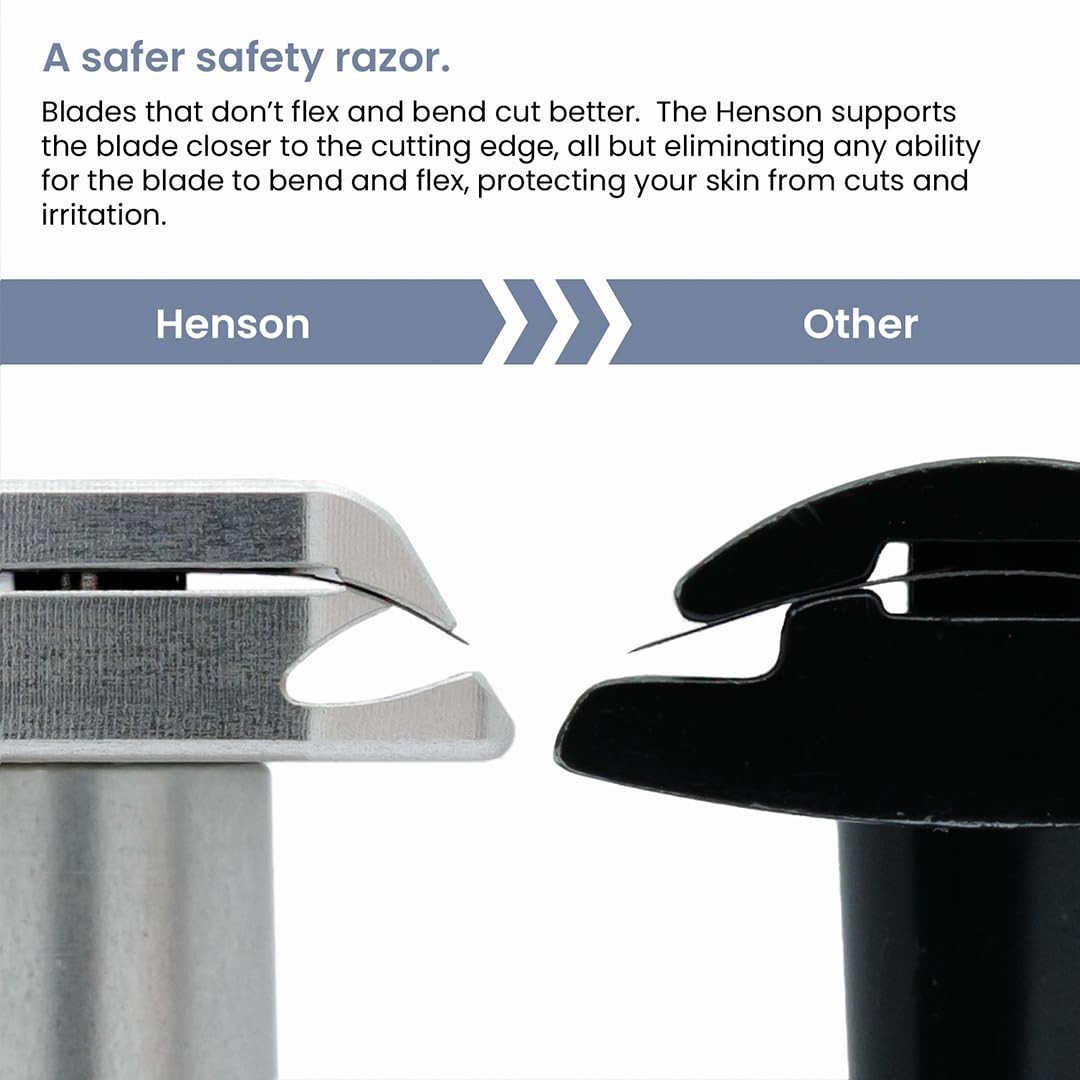 Henson Shaving Razor – Jet Black Double Edge Safety Razor with 5 Spare Blades