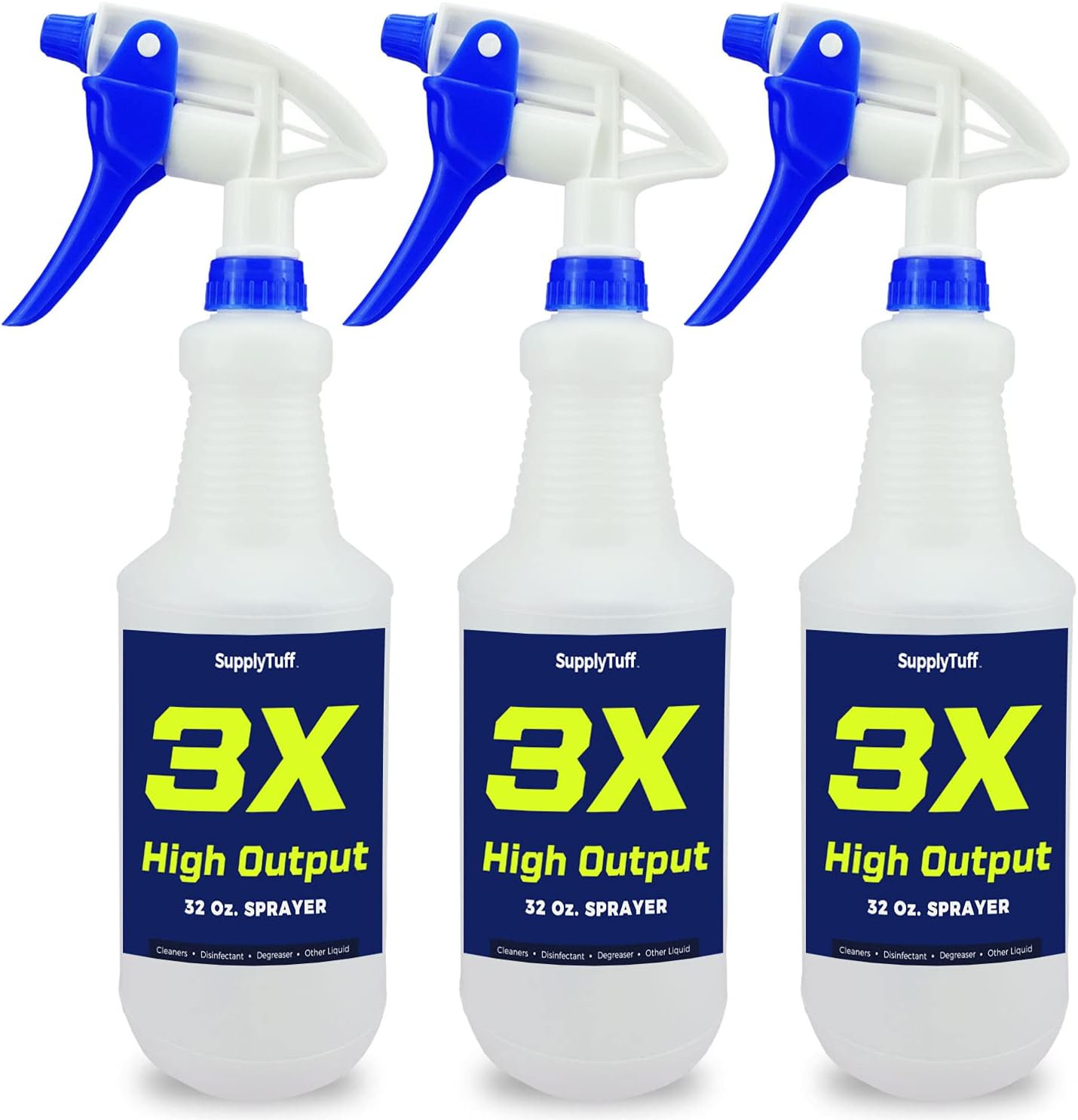 3X High Output Heavy Duty Spray Bottles for Cleaning Solutions, 3 Pack, 32 Oz Pr