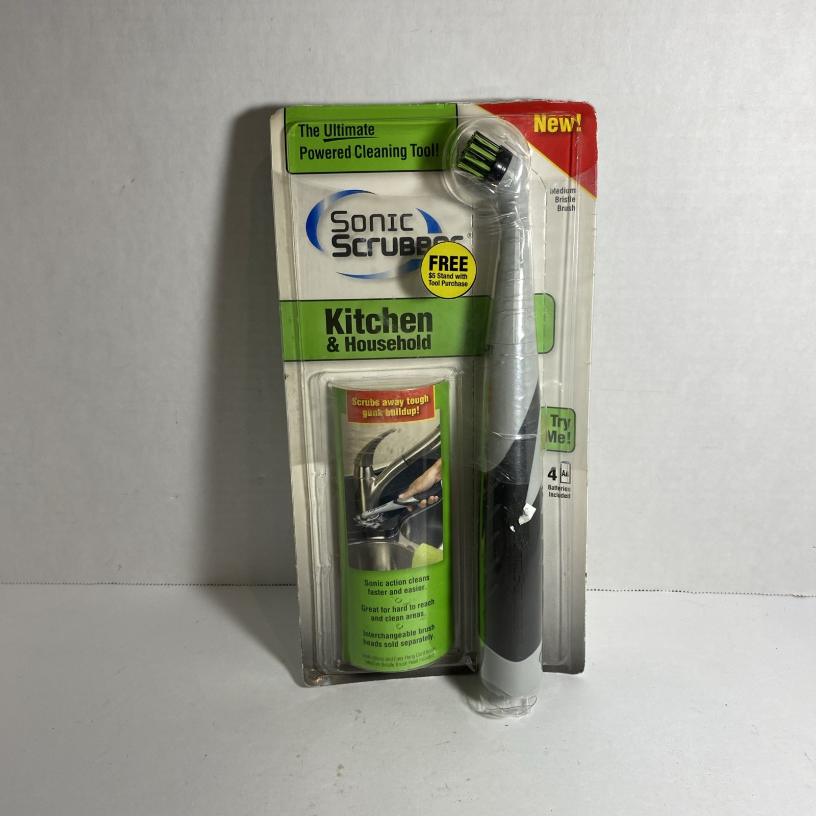 Sonic Scrubber Kitchen & Household Power Cleaner & 4 Brush Head Pack – New
