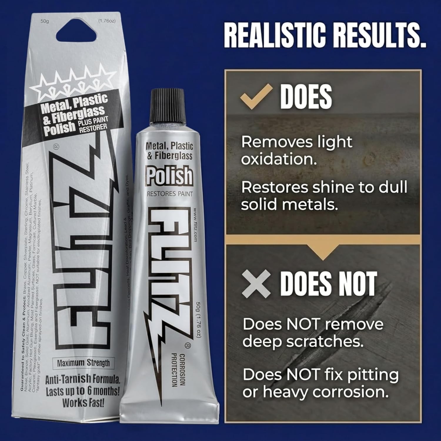 Metal Polish Paste – 1.76oz -Made Polish for Solid Chrome, Stainless Steel, &…