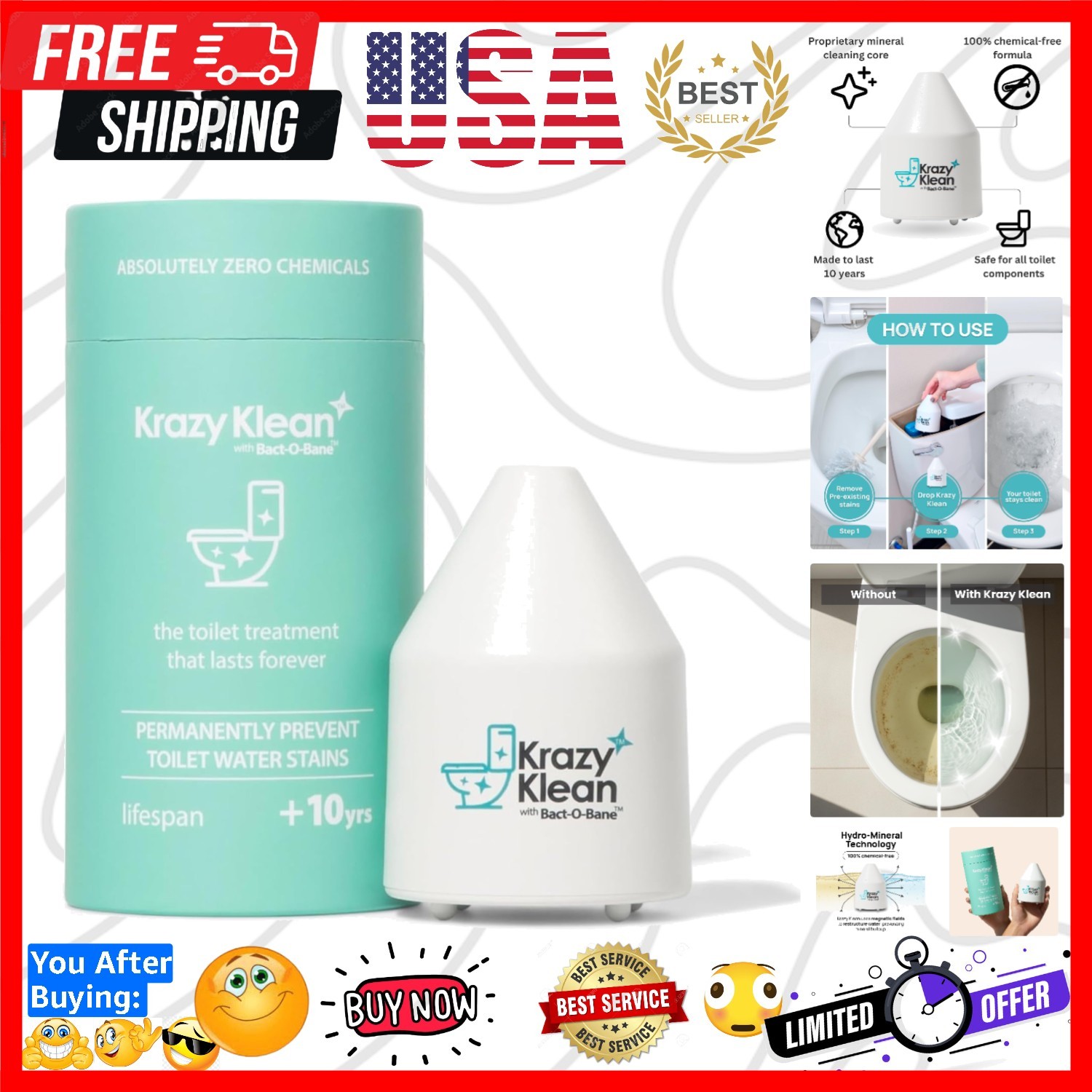 Pro Toilet Cleaner, Household Cleaning Solution, Natural Long Lasting Toilet …