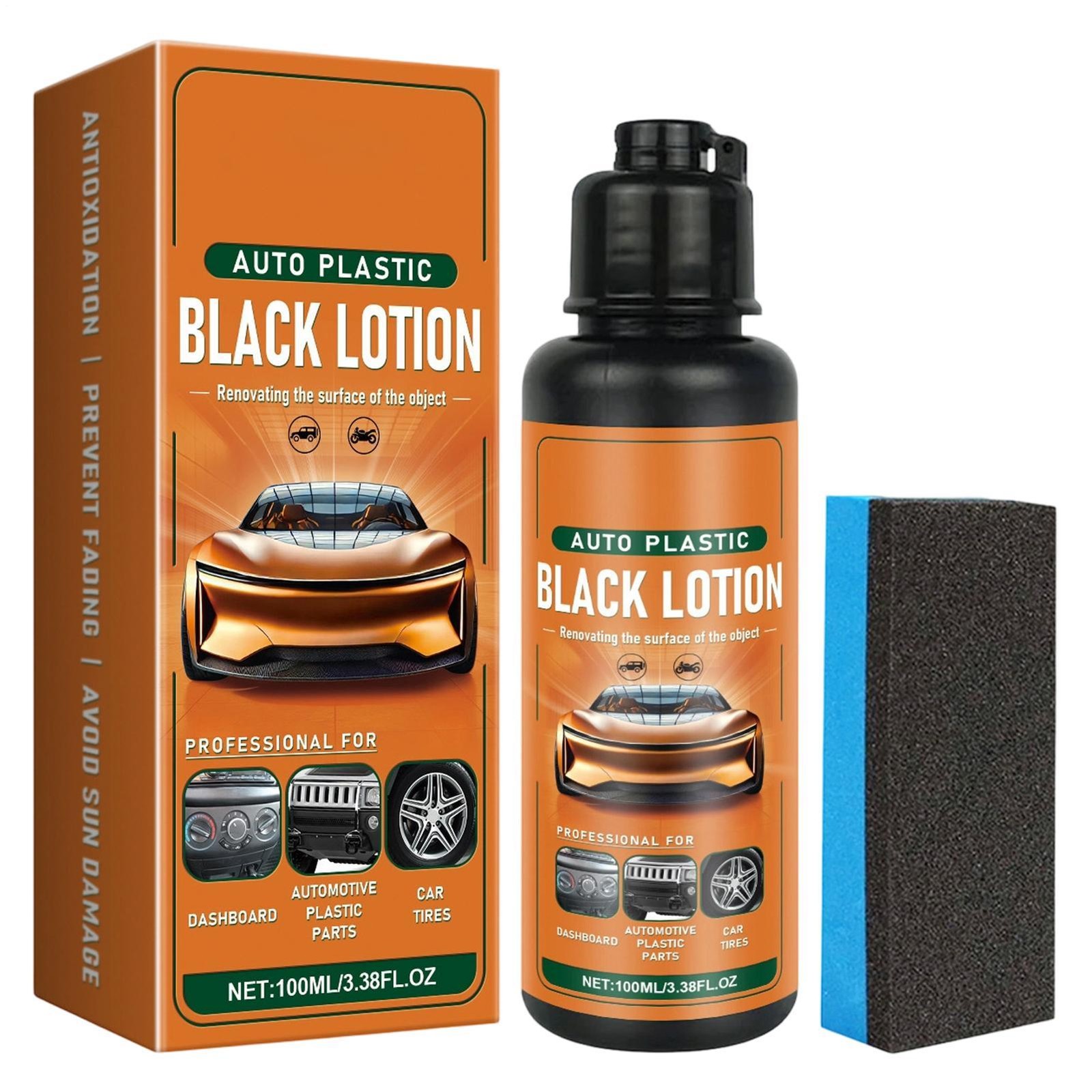 Auto Plastic Restorer Kit Car Interior Faded Plastic Rubber Care Lotion