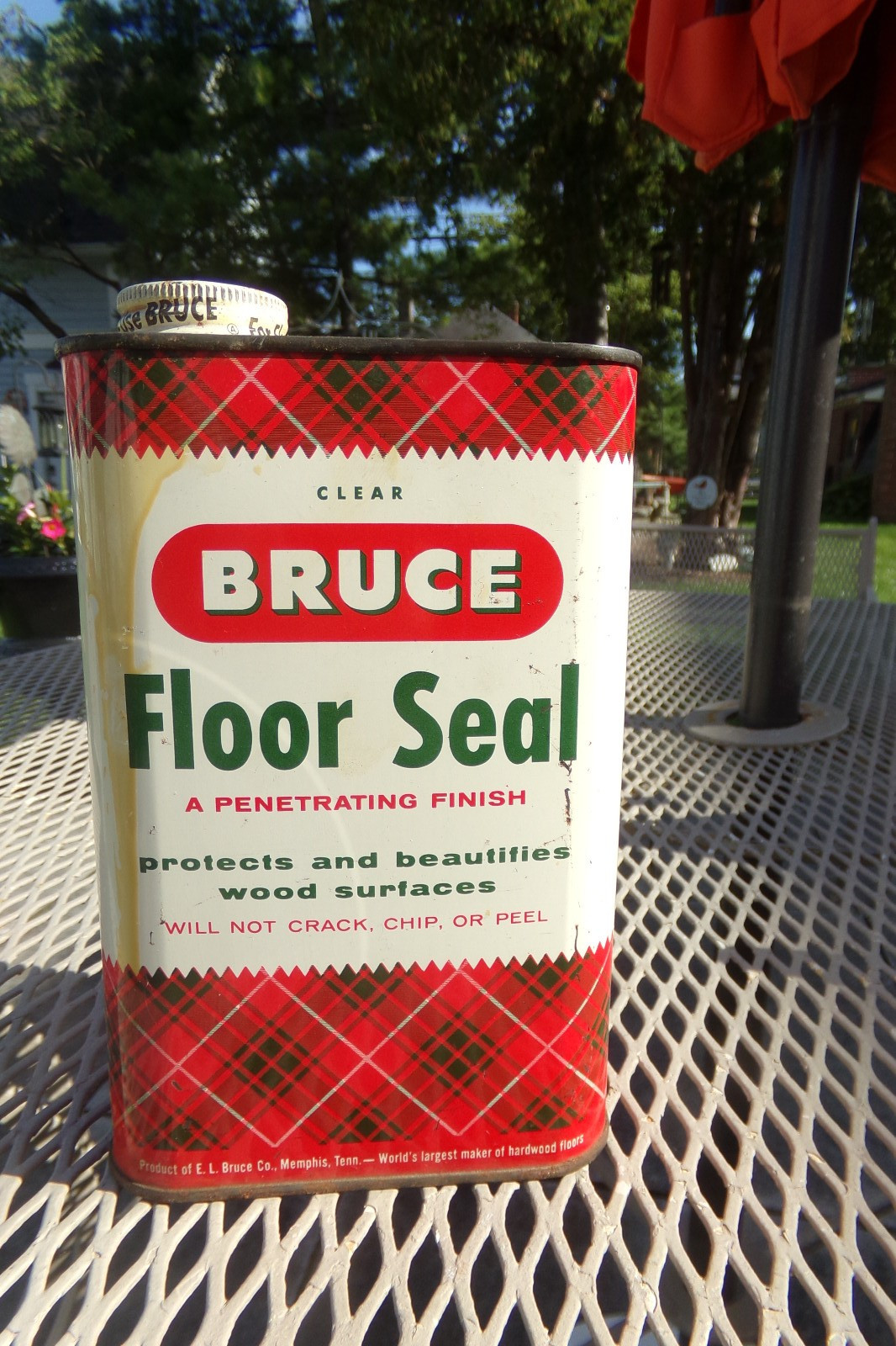 Vintage Bruce Floor Seal for Hardwood Floors Plaid TIN~FULL QUART