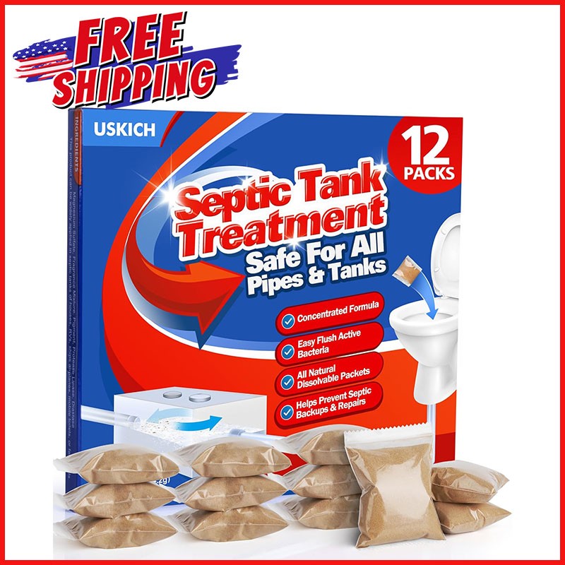 12-PACK SEPTIC TANK TREATMENT Safe for All Pipes & Tanks Dissolvable Easy Flush