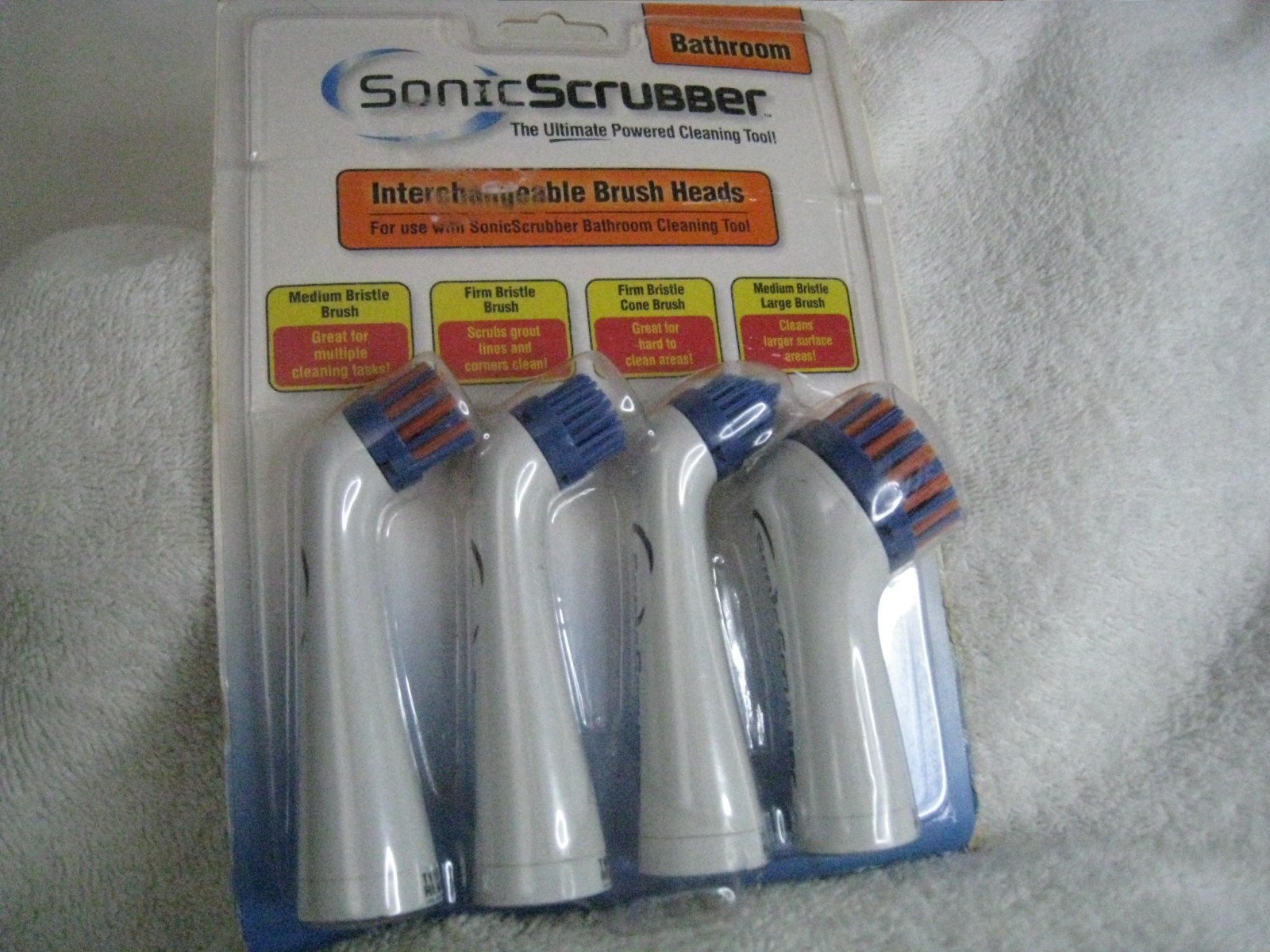 NWT Sonic Scrubber Bathroom Interchangeable Brush Heads Set of 4 NEW bristle L&M