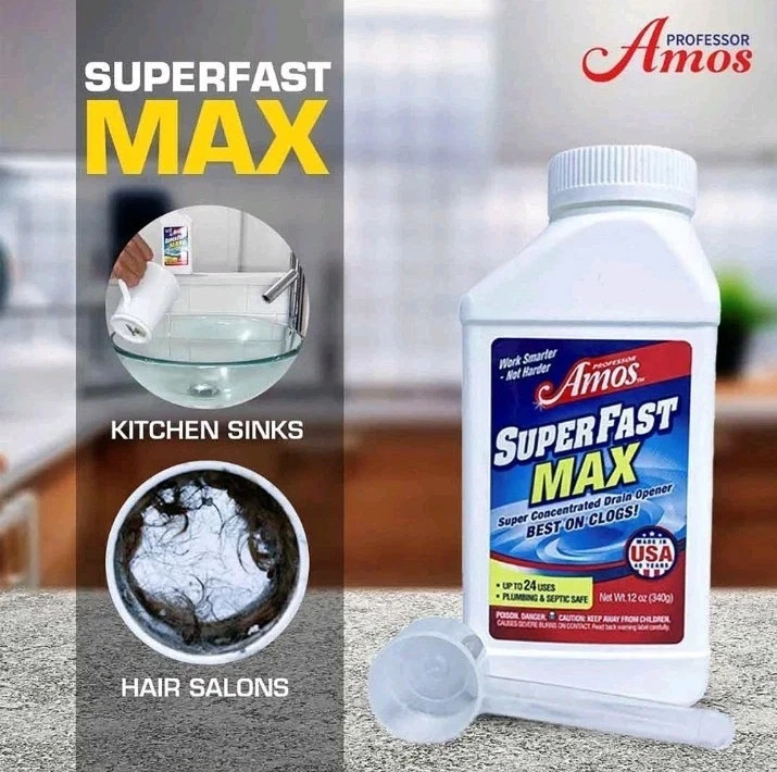 Professor Amos SuperFast Max Concentrated Powder Drain Opener 18 oz New