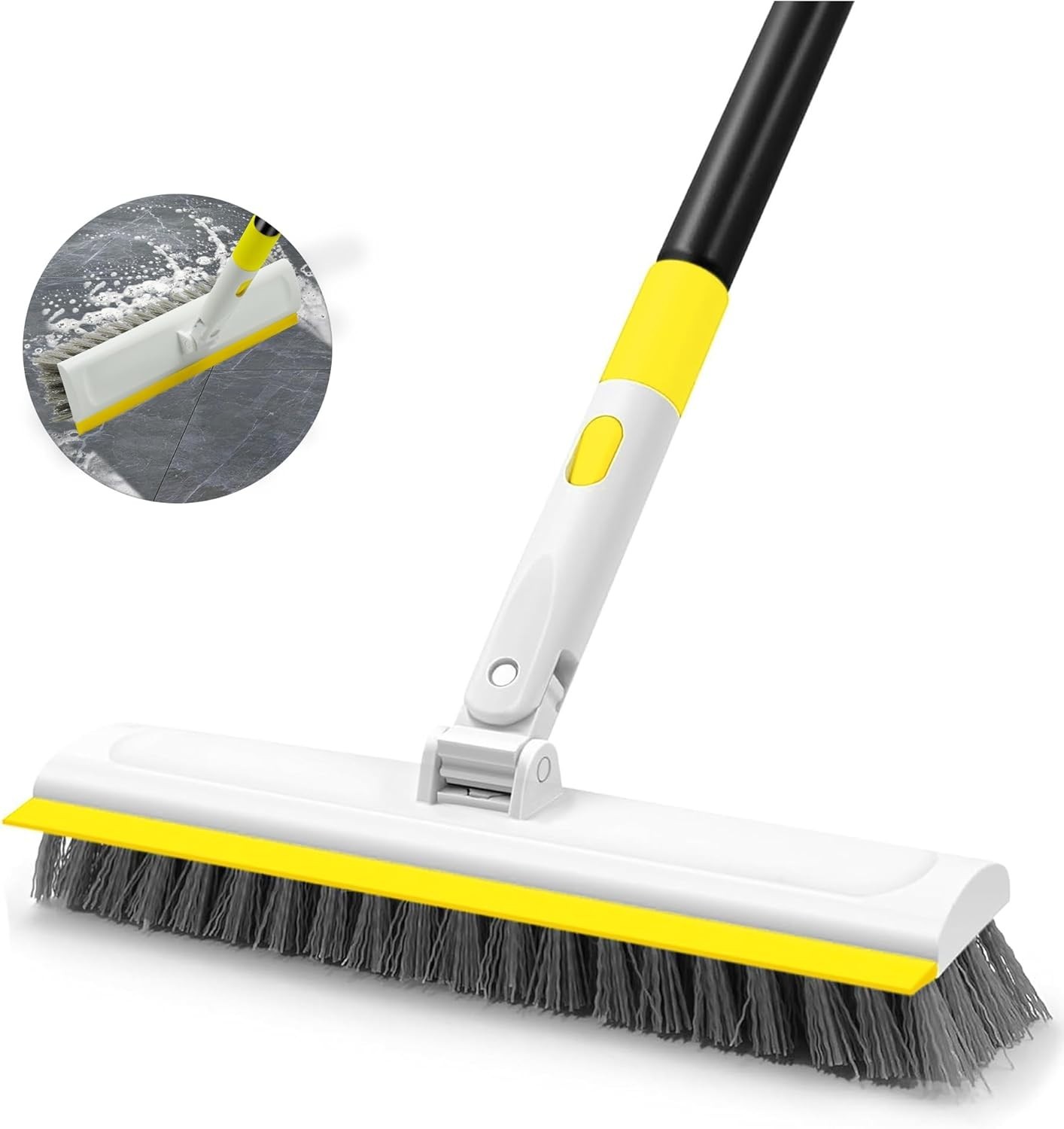 Cepillo Para Fregar Pisos Con Mango De 50″ De Largo Y Rotaci�N De 180�, 2 En 1