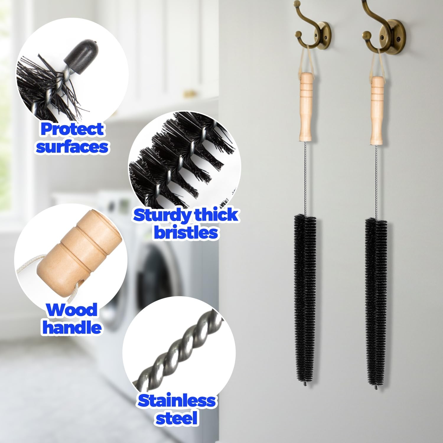 2 Pack Dryer Vent Cleaner Brush Lint Remover Kit for Clothes Dryer Trap & Duct