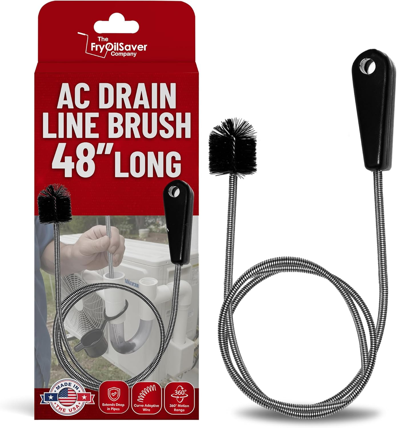 48″ Flexible Tube Brush – Long Pipe Snake for Sink – AC Condensate Line Cleaning
