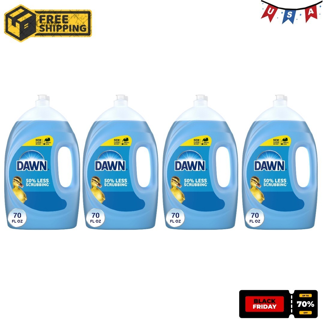 4P Dawn Ultra Dish Soap Liquid, Dishwashing Liquid, Grease Removal Original 70oz