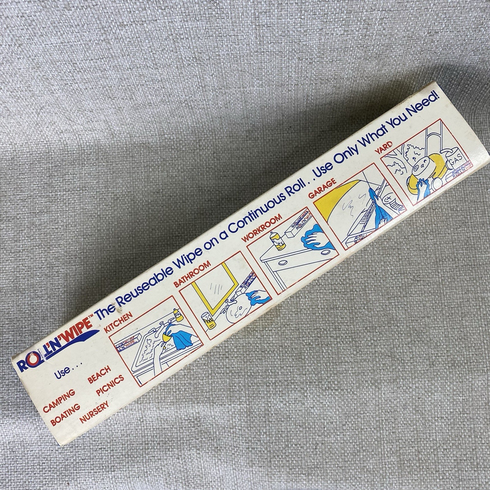 Vintage Roll ‘N Wipes Cloths Reusable Towels Handi Wipes 18 feet x 11 3/4″ NOS