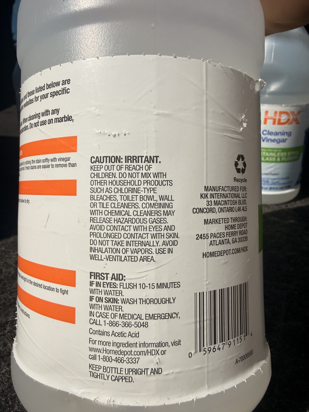 4 PACK HDX Cleaning Vinegar 64 oz Bottles All Natural