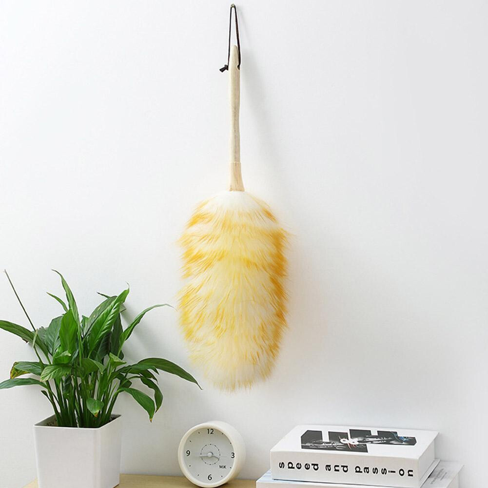 2PC Household Wool Lambswool Feather Brush Duster Dust Cleaning Wood Handle 50CM