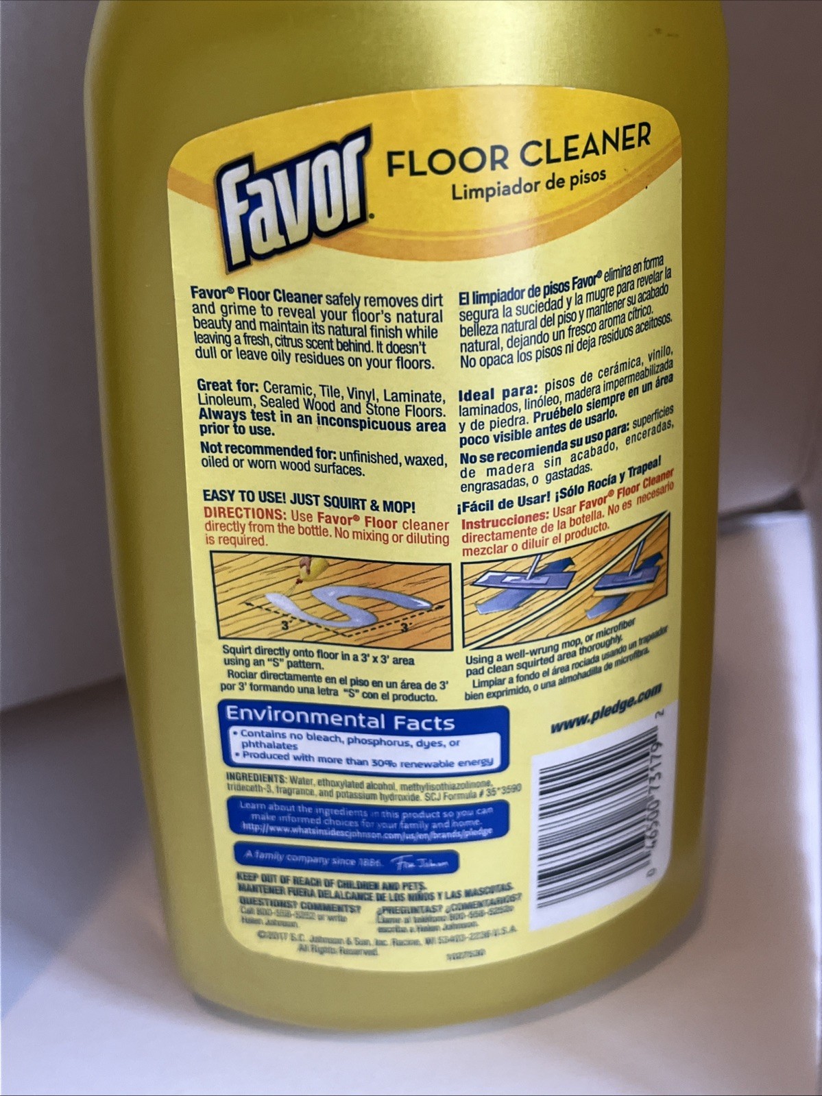 Favor 3-in-1 Floor Cleaner Citrus Scent 27 Ounce Full Bottle