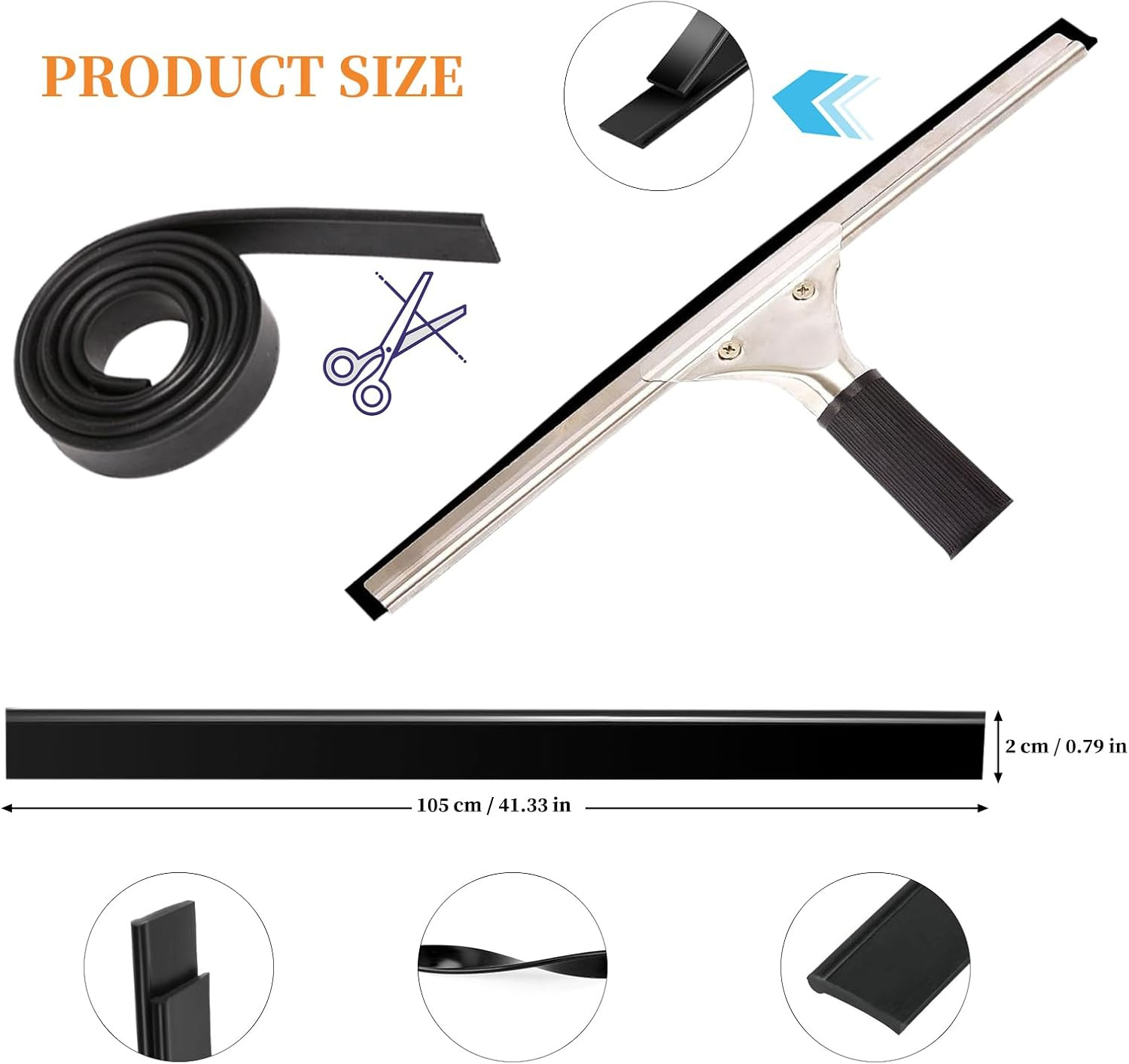 2 Pcs 41 Inch Squeegee Replacement Rubber Blade, Household Silicone Squeegee Ref
